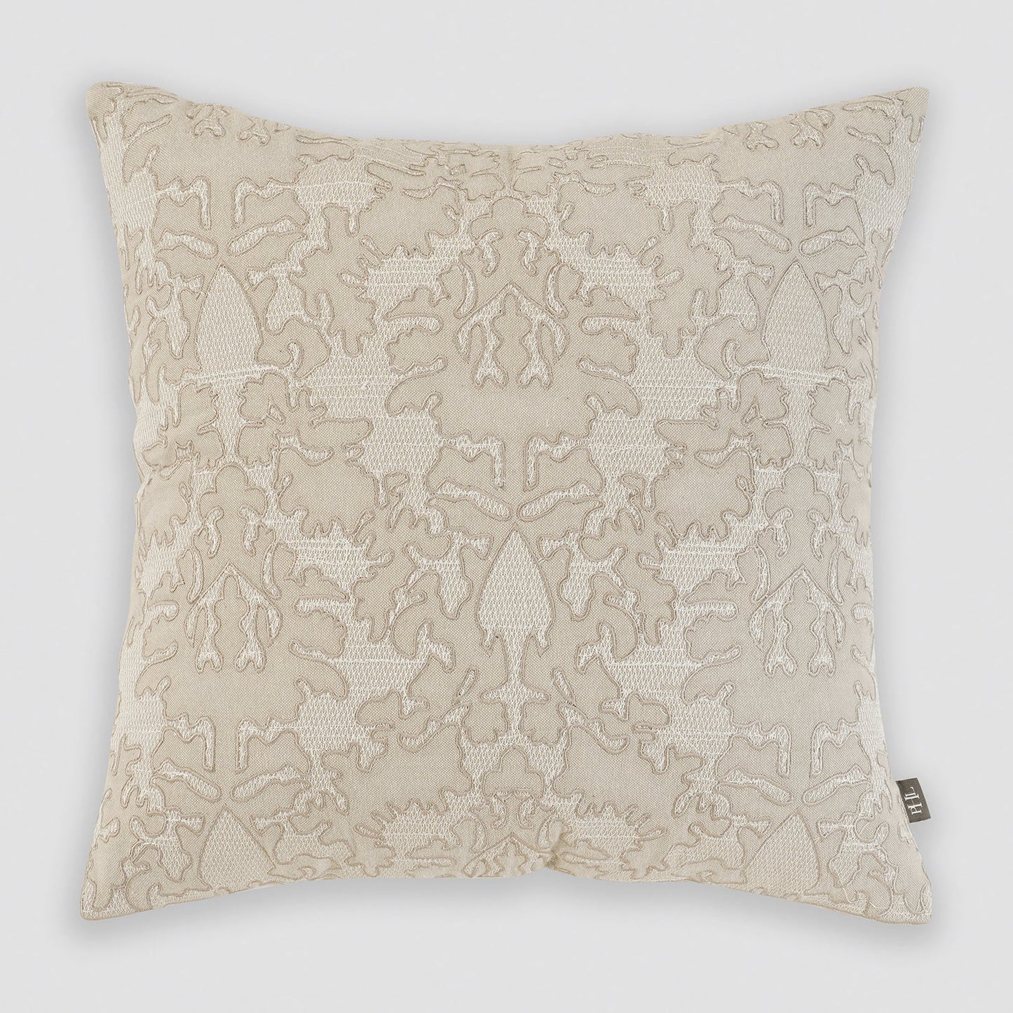 Cream Embroidered Square Cushion Cover