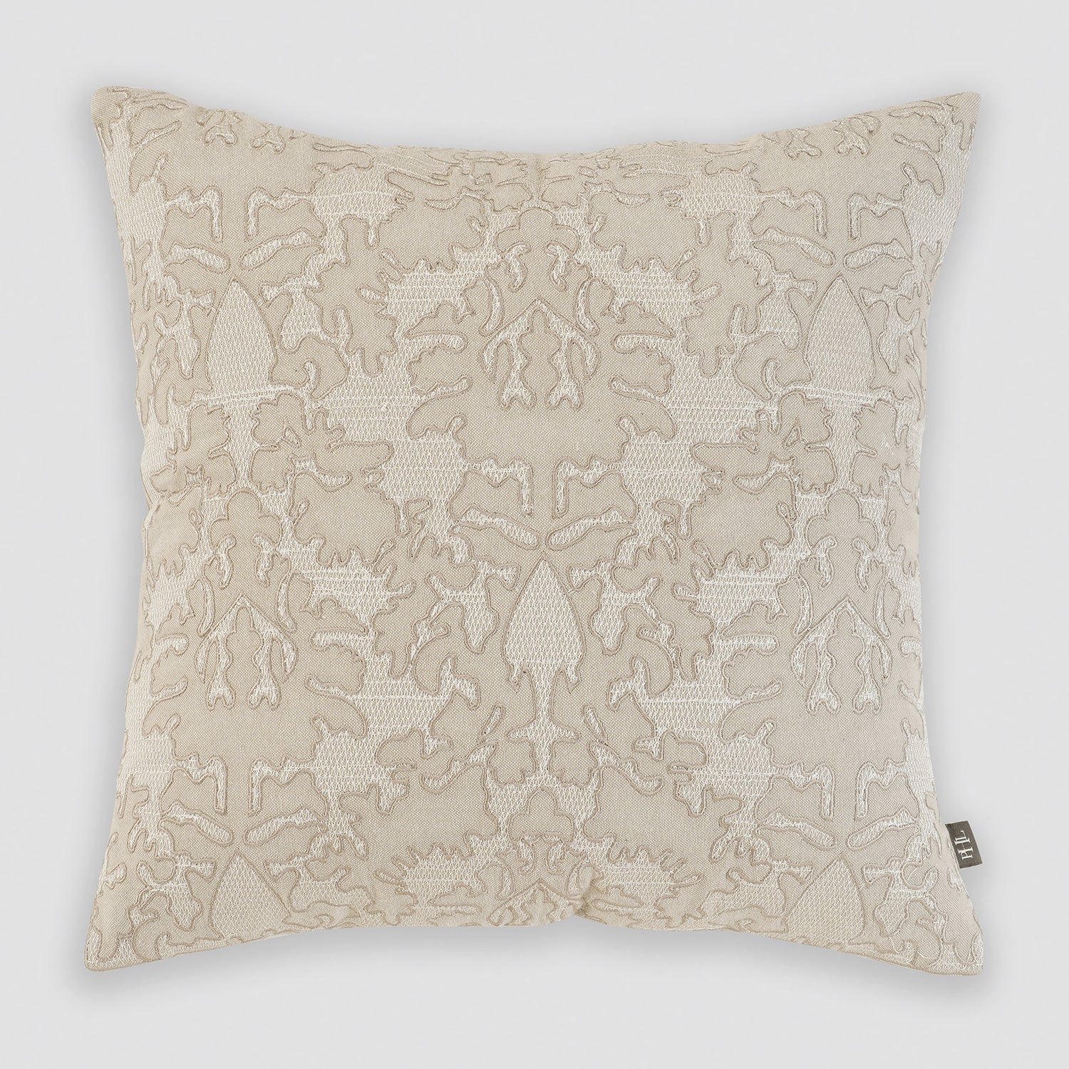 Cream Embroidered Square Cushion Cover