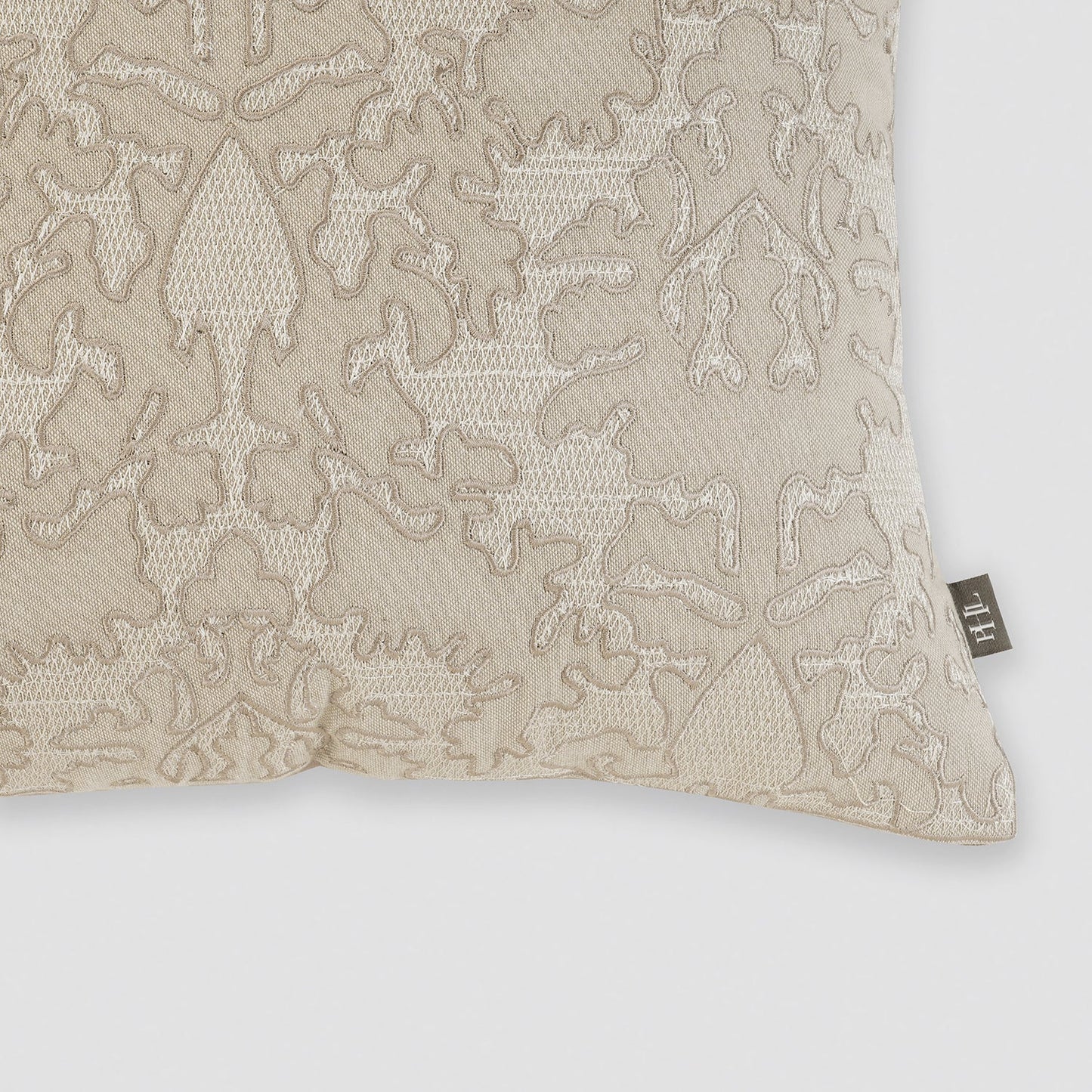 Cream Embroidered Square Cushion Cover