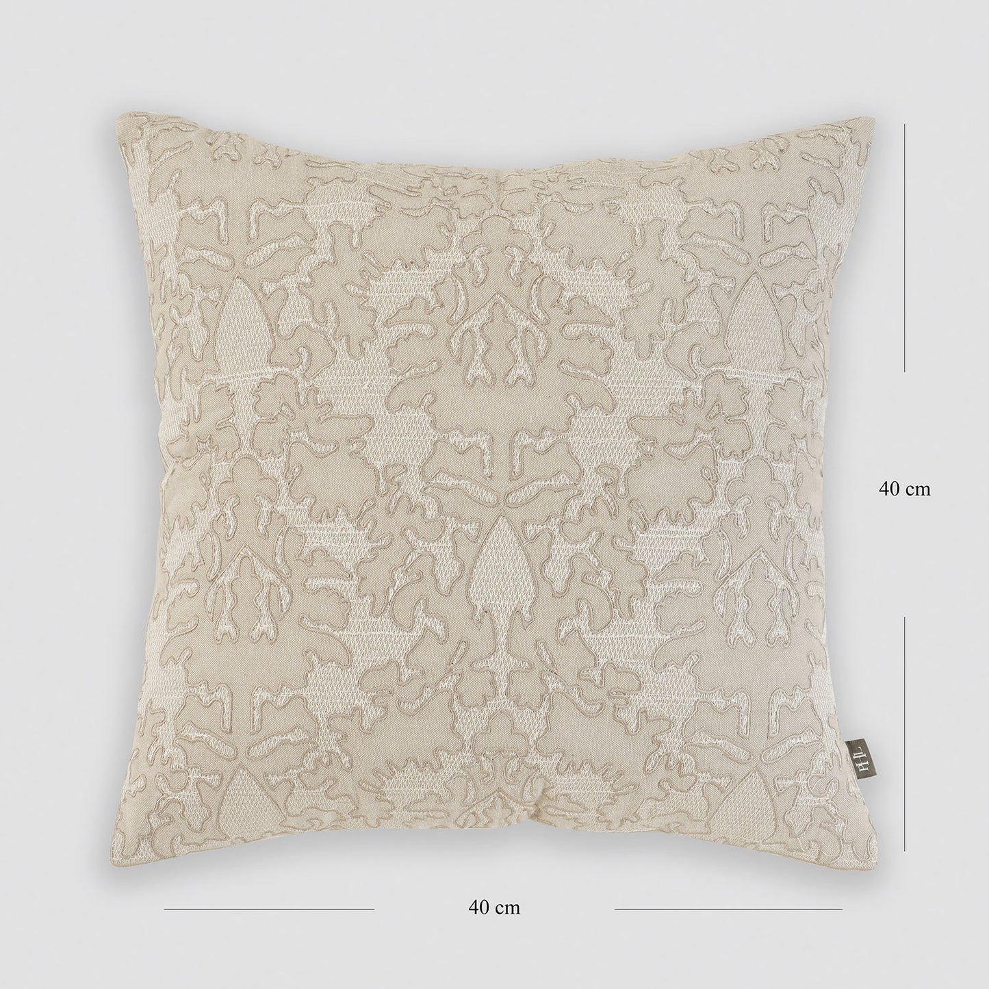 Cream Embroidered Square Cushion Cover