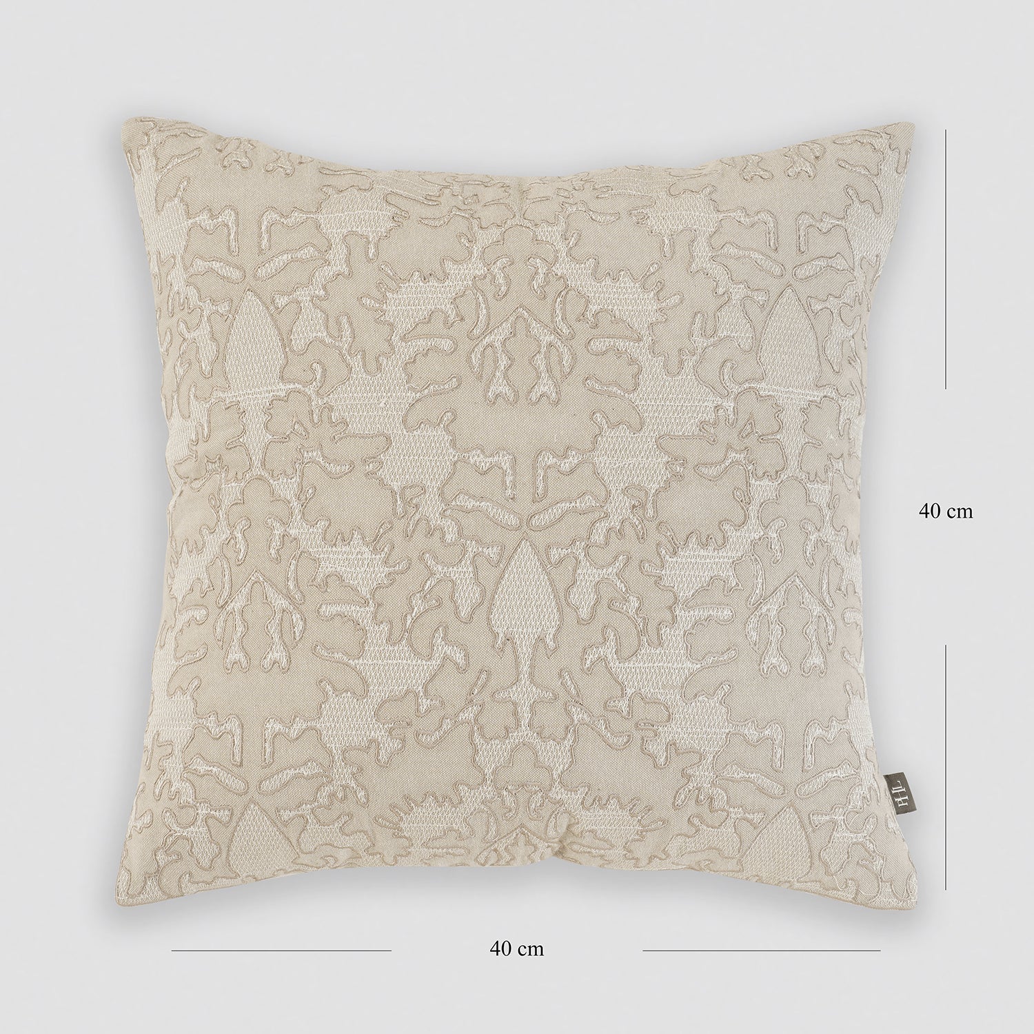 Cream Embroidered Square Cushion Cover