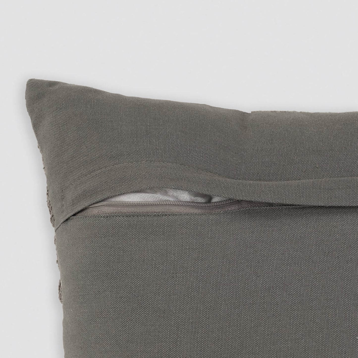 Cream Grey Embroidered Square Cushion Cover