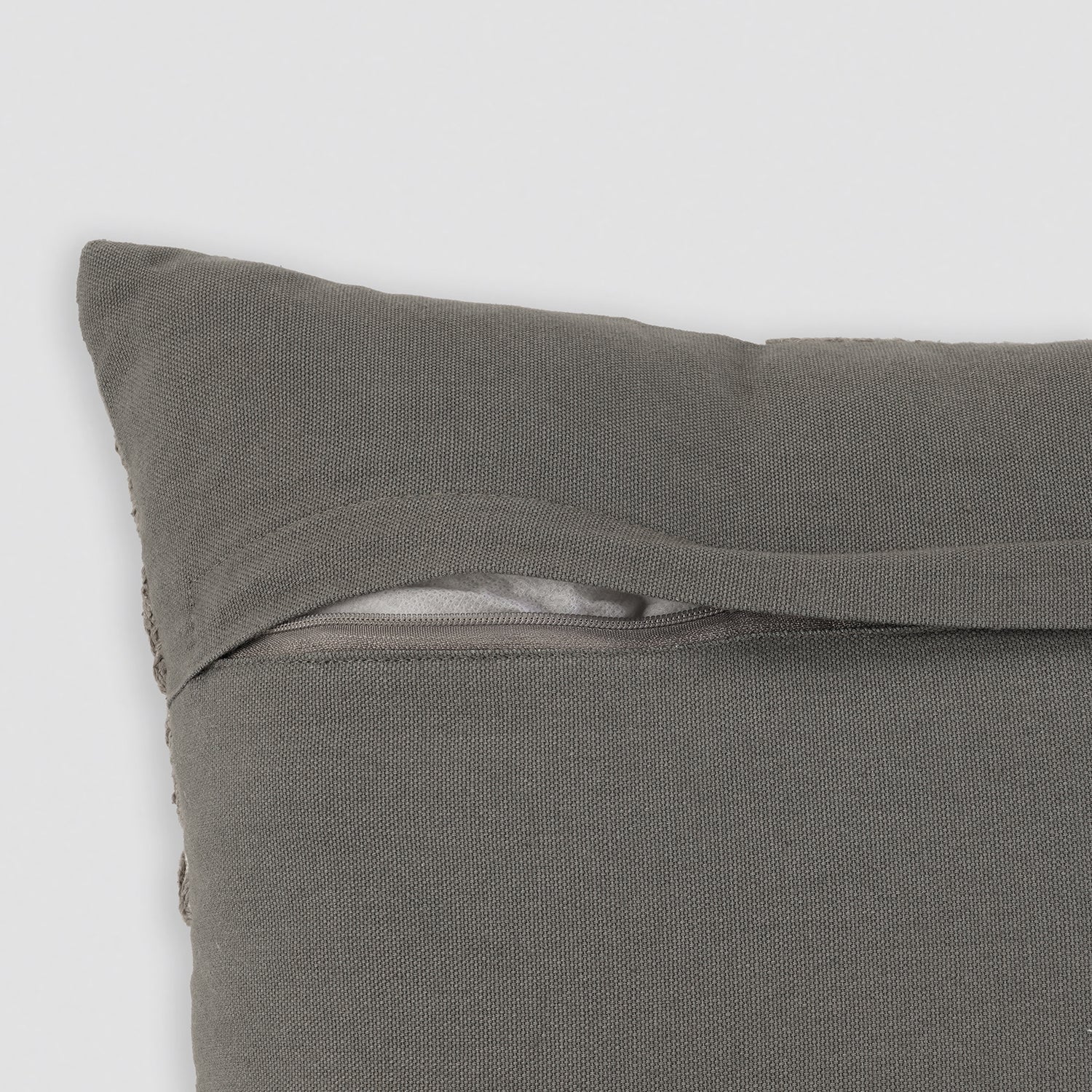 Cream Grey Embroidered Square Cushion Cover