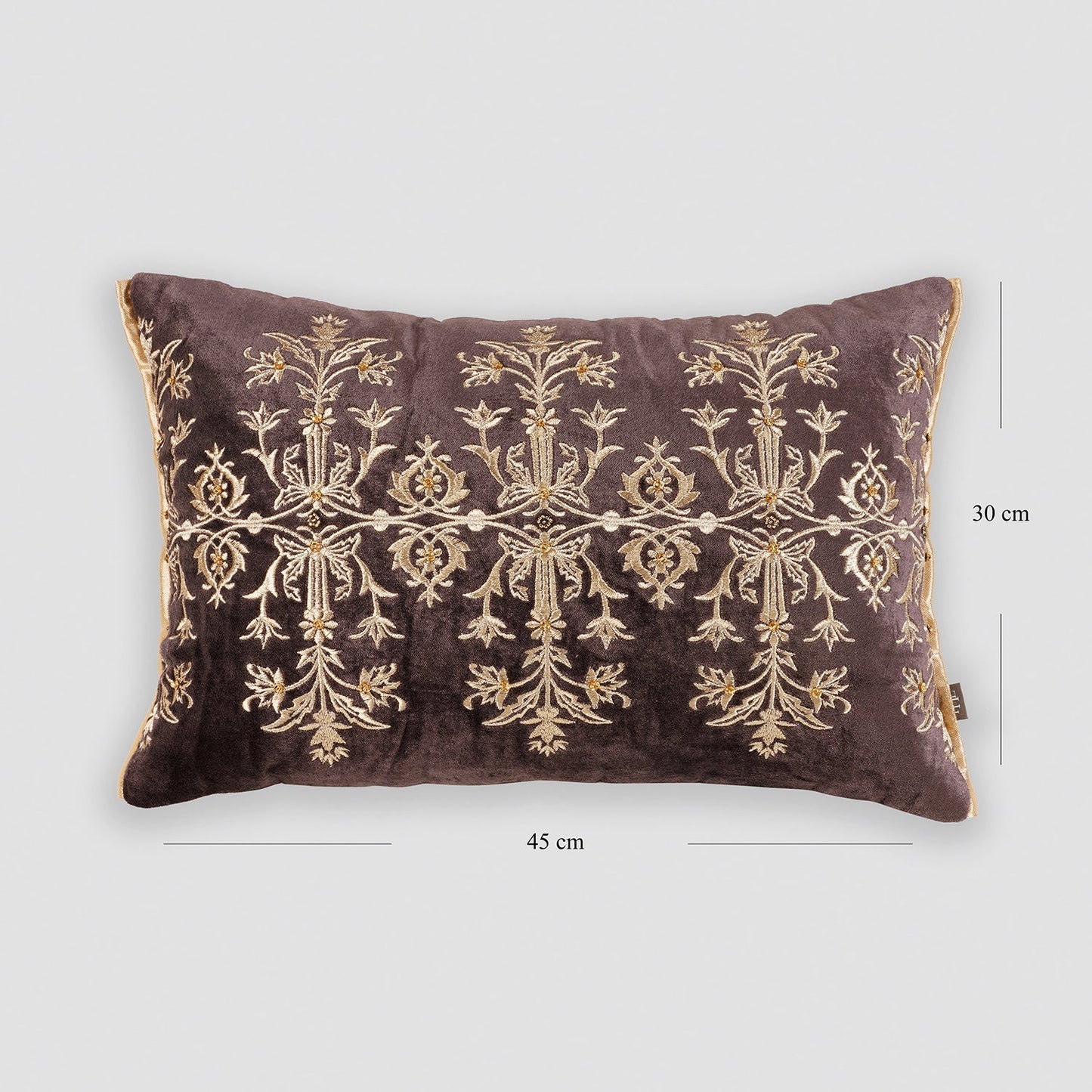 Purple Gold Embroidered Velvet Rectangle Cushion Cover
