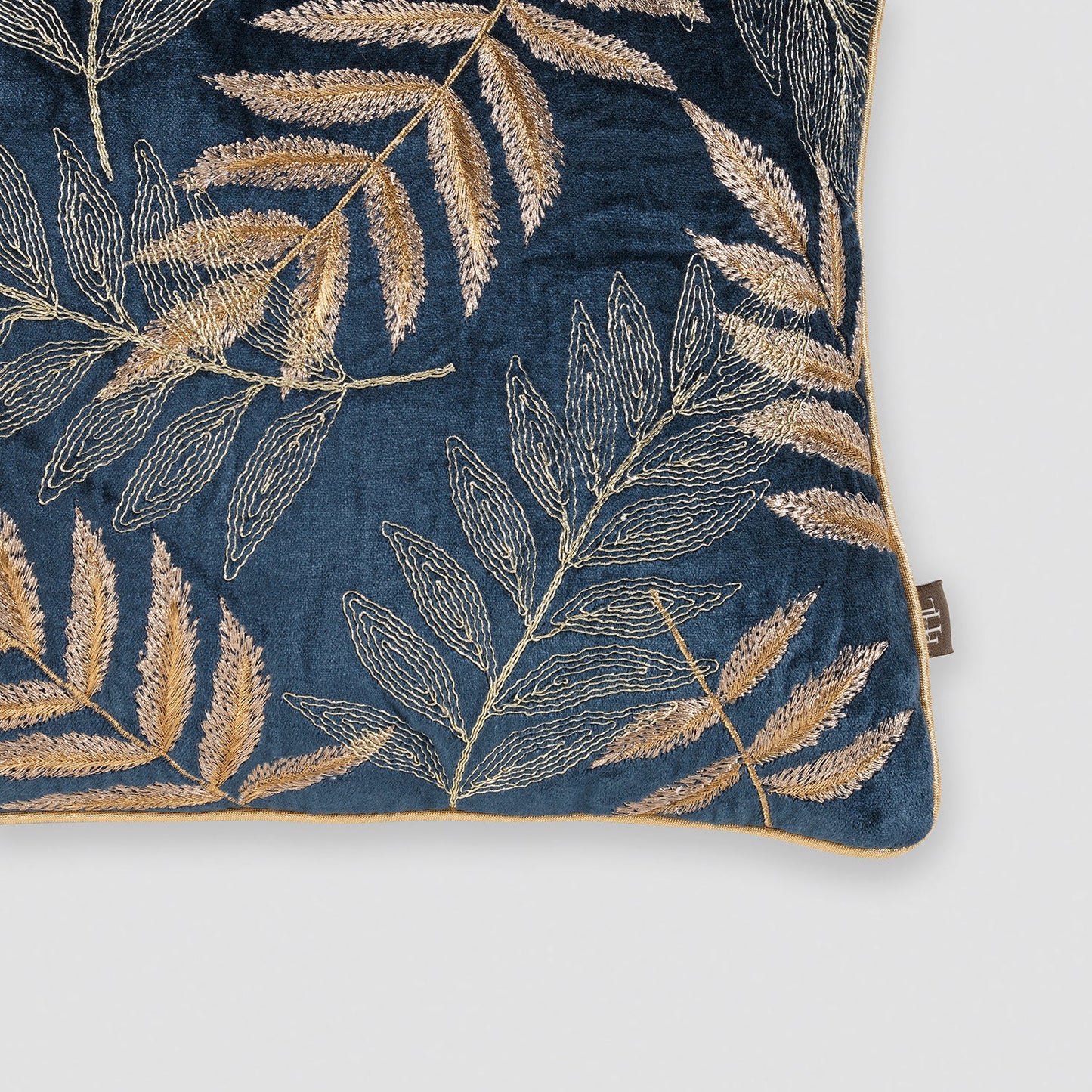 Navy Embroidered Velvet Rectangle Cushion Cover