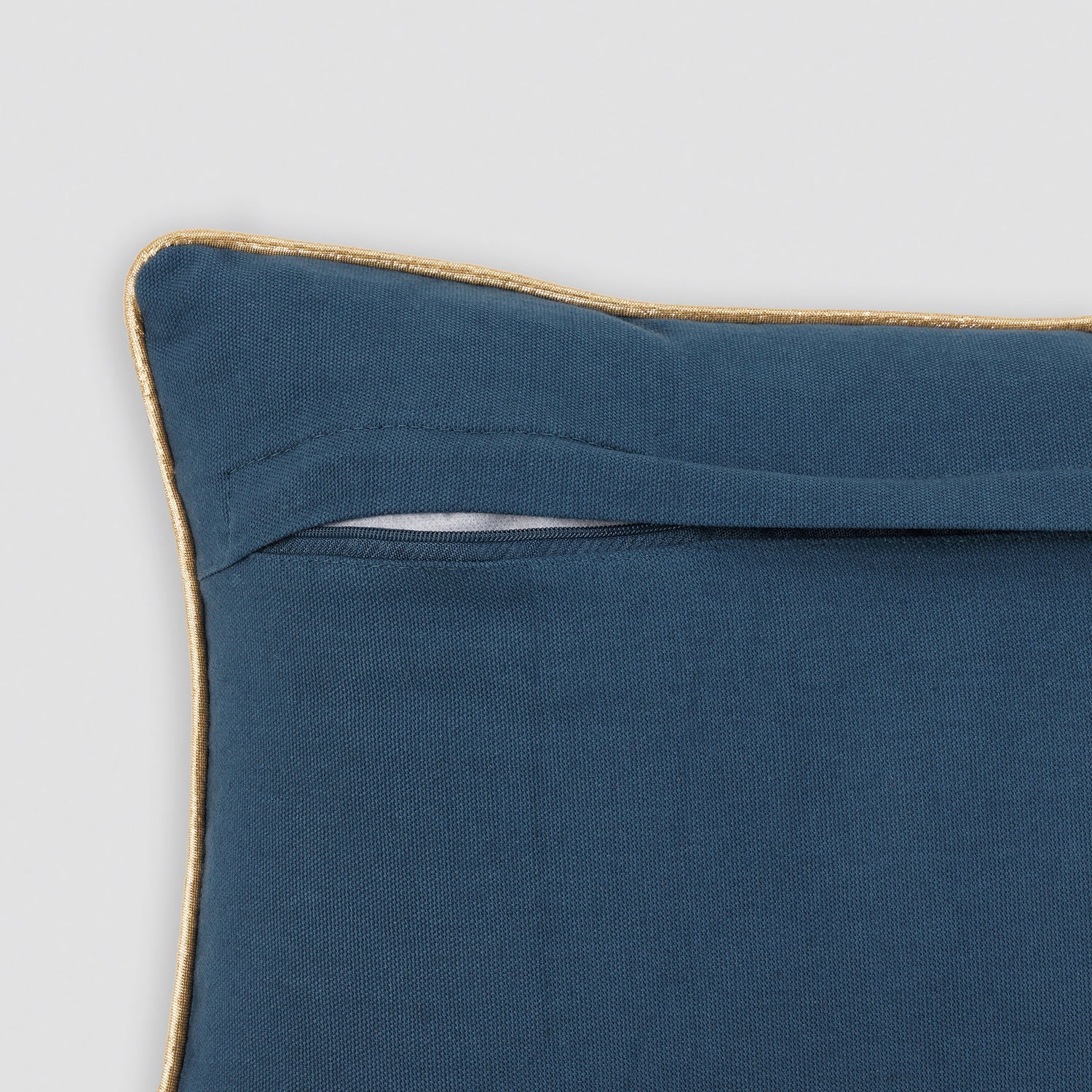 Navy Embroidered Velvet Rectangle Cushion Cover