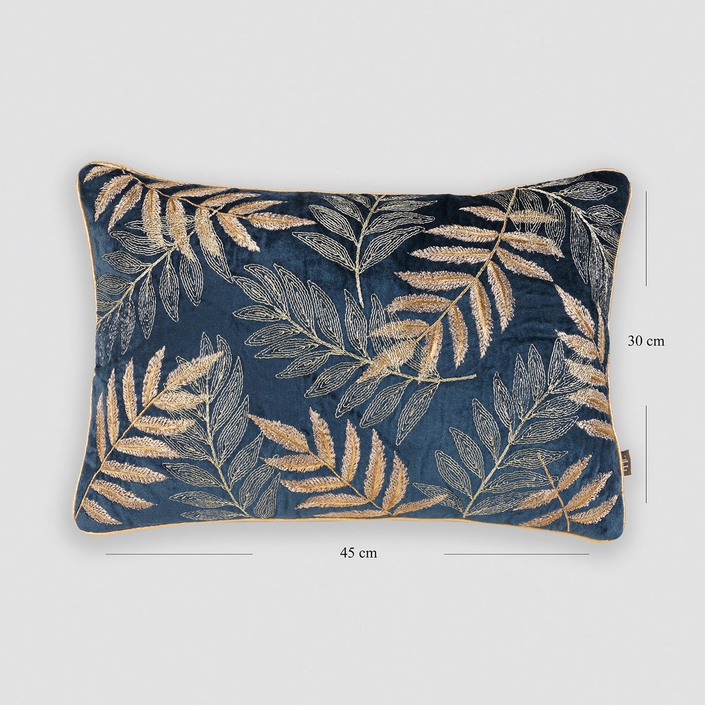 Navy Embroidered Velvet Rectangle Cushion Cover