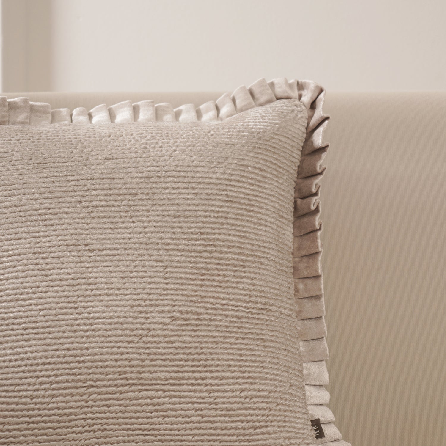 Beige Textured Square Cushion Cover