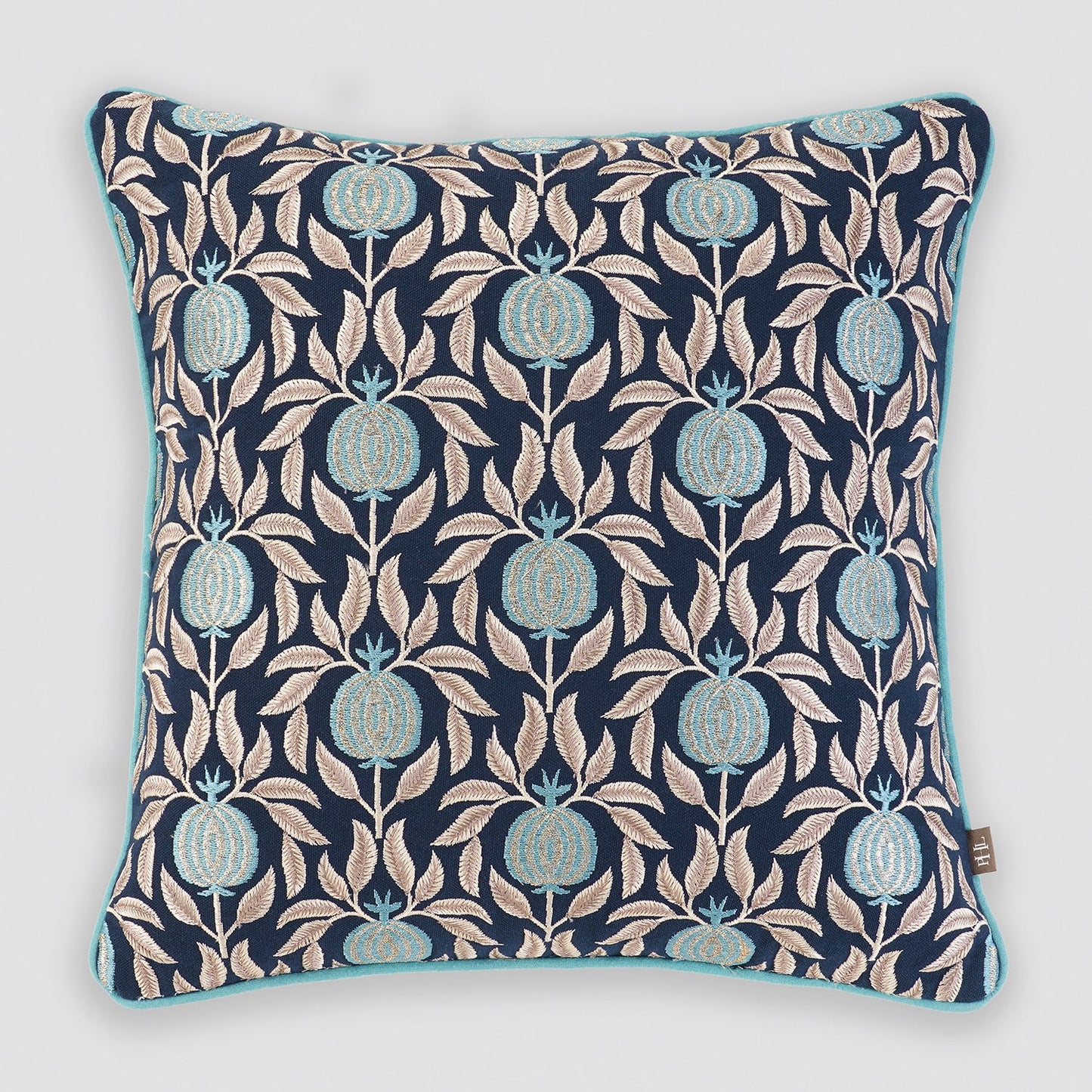 Navy Pomegranate Motif Square Cushion Cover