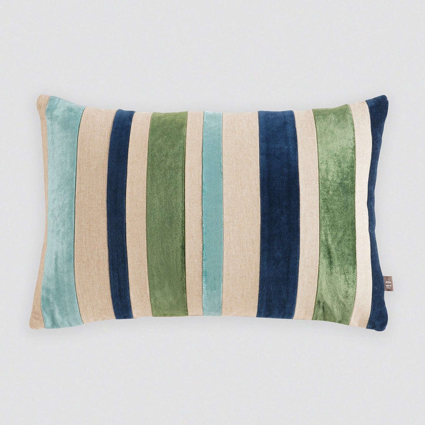 Blue and Green Bold Striped Cushion Cover