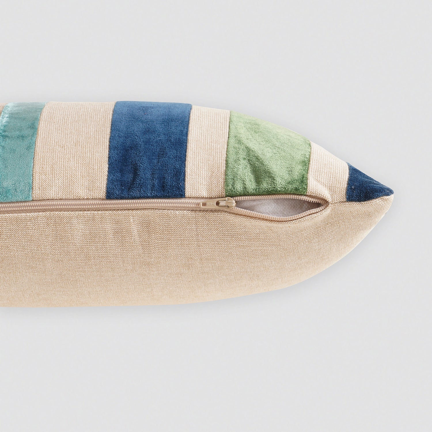 Blue and Green Bold Striped Cushion Cover