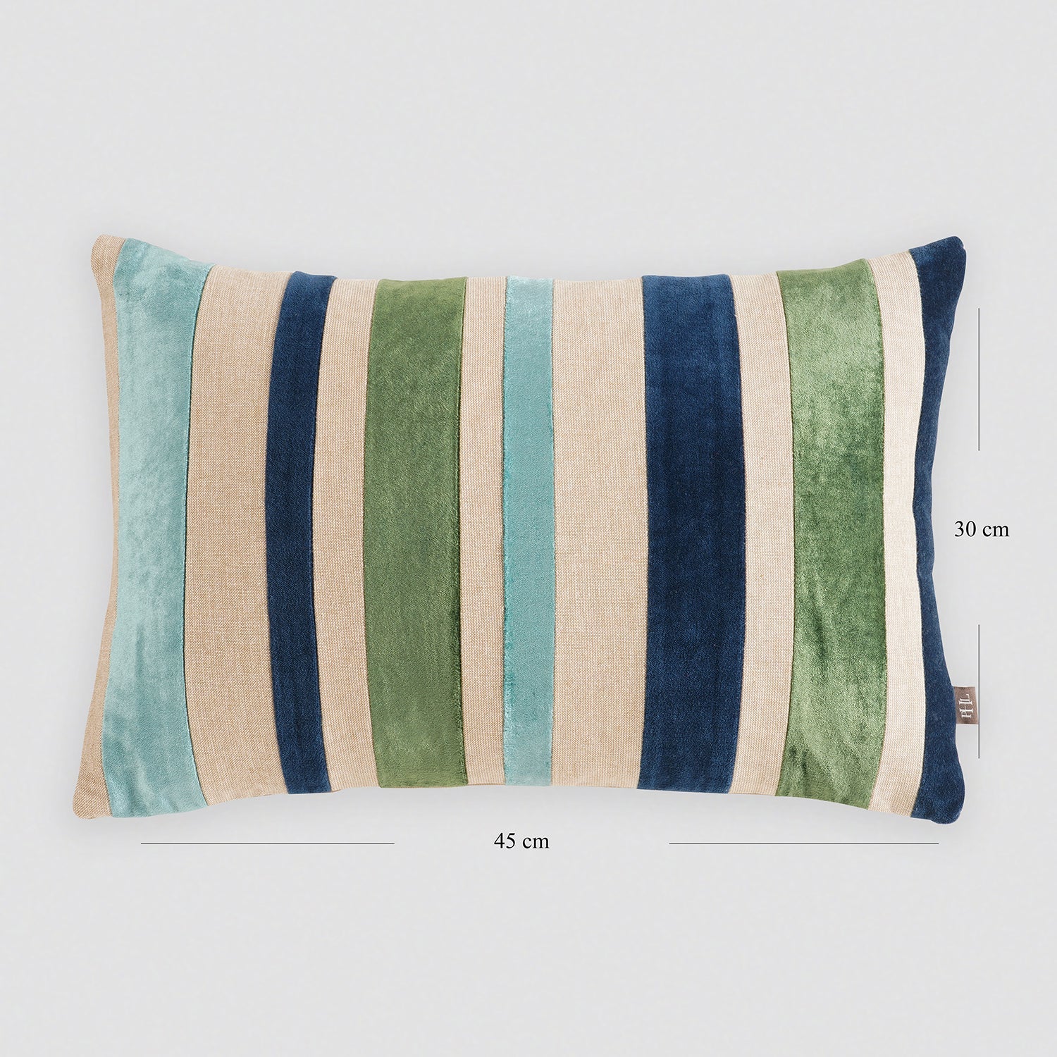 Blue and Green Bold Striped Cushion Cover