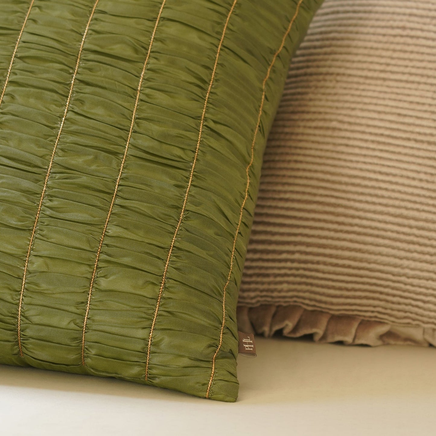 Green Textured Cushion Cover