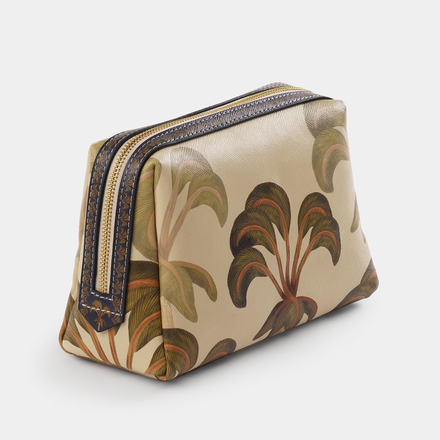 Blue Solene Faux Leather Vanity Pouch - Large