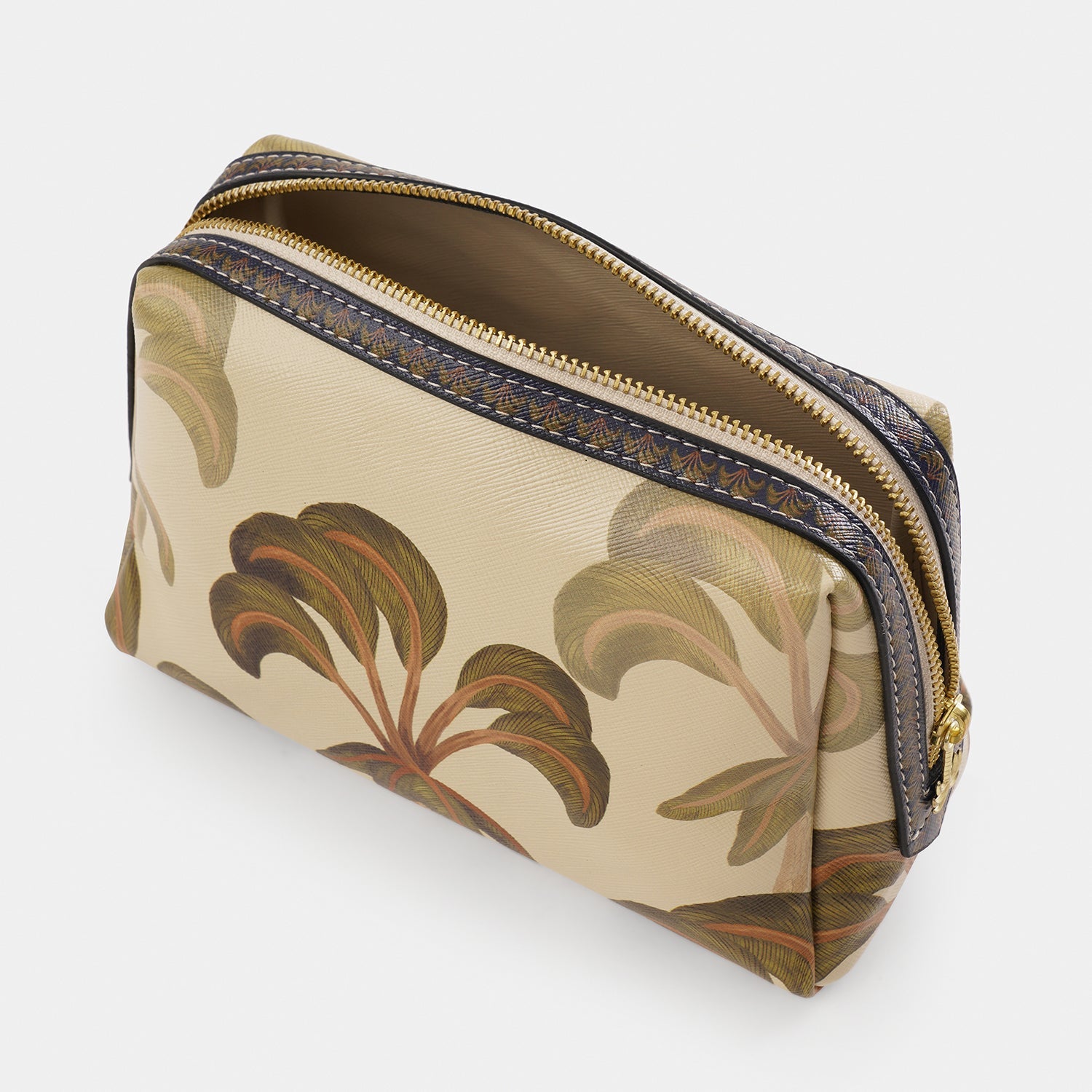 Blue Solene Faux Leather Vanity Pouch - Large
