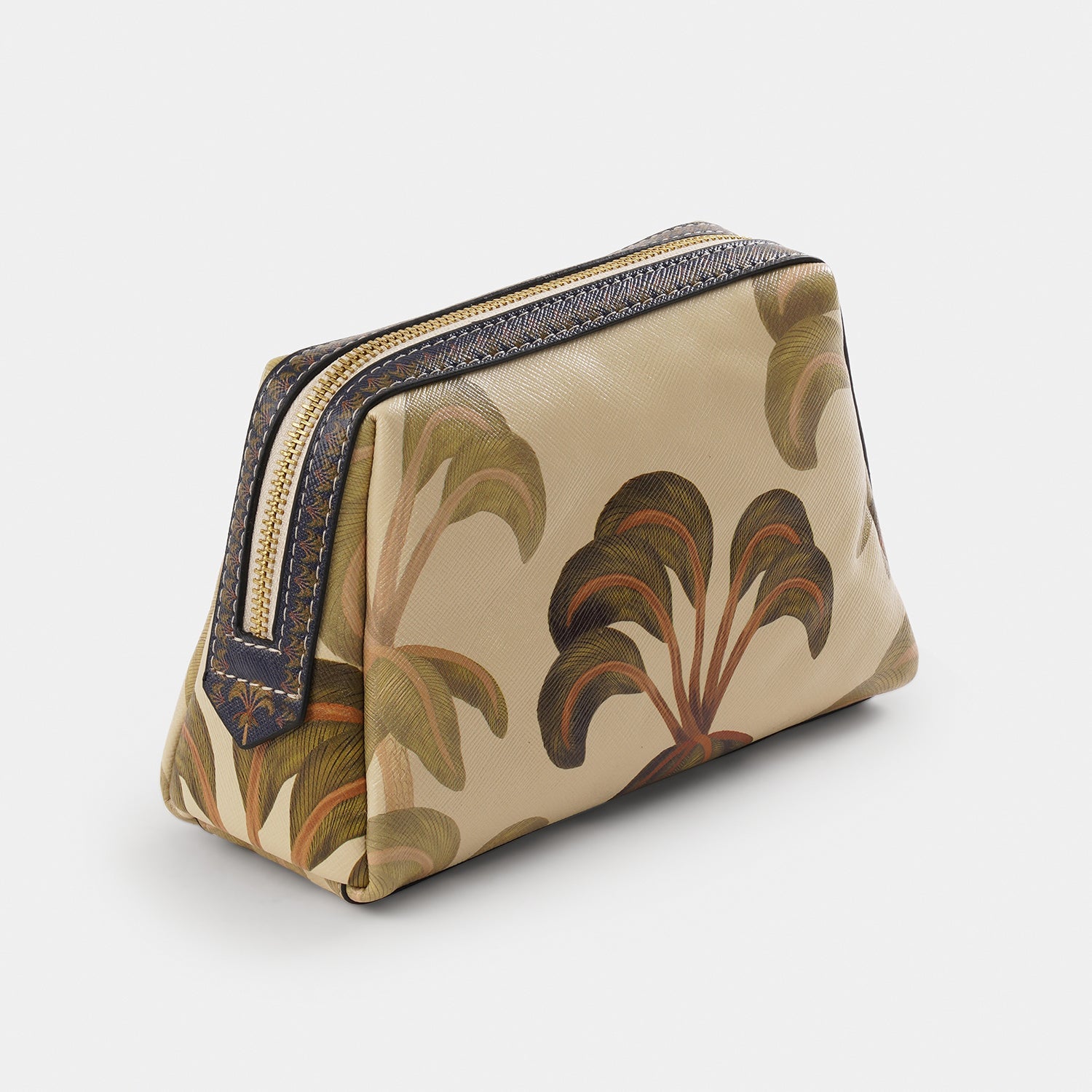 Blue Solene Faux Leather Vanity Pouch - Small