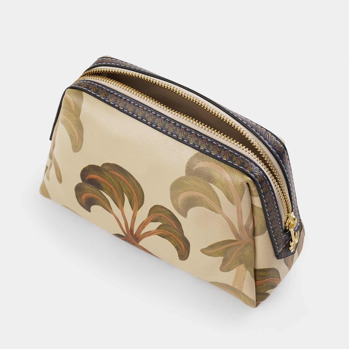 Blue Solene Faux Leather Vanity Pouch - Small