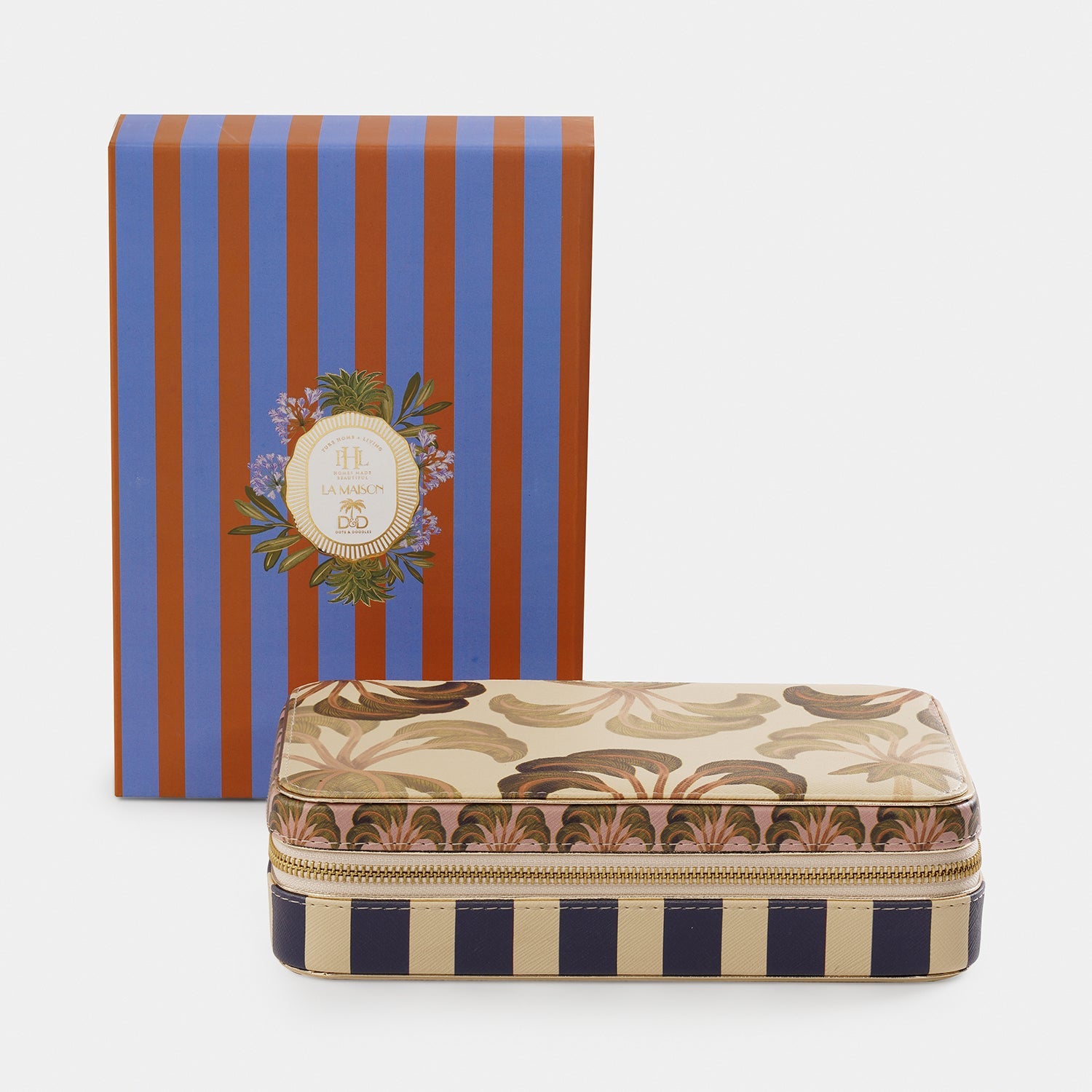 Blue Solene Rectangle Faux Leather Travel Jewellery Box
