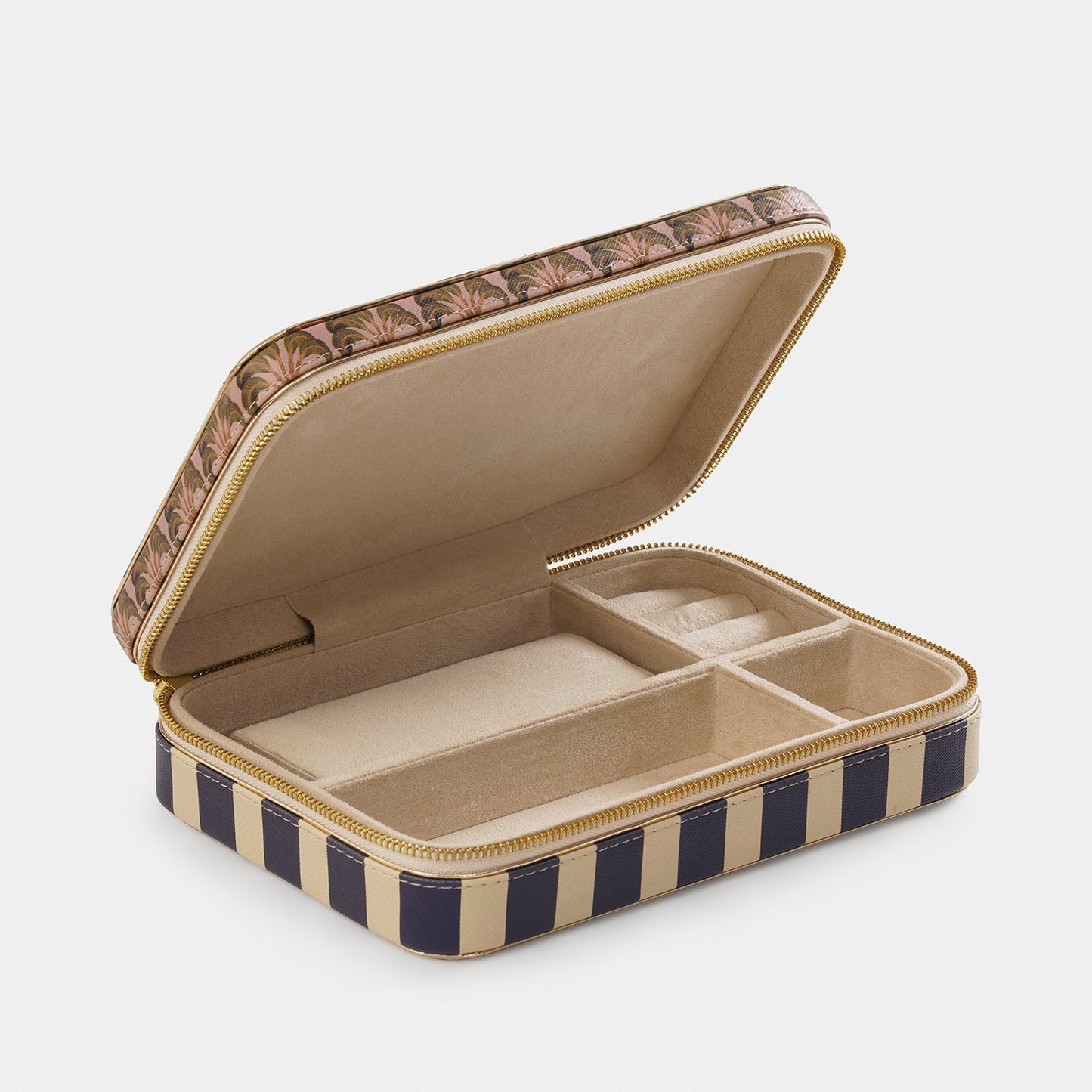 Blue Solene Rectangle Faux Leather Travel Jewellery Box
