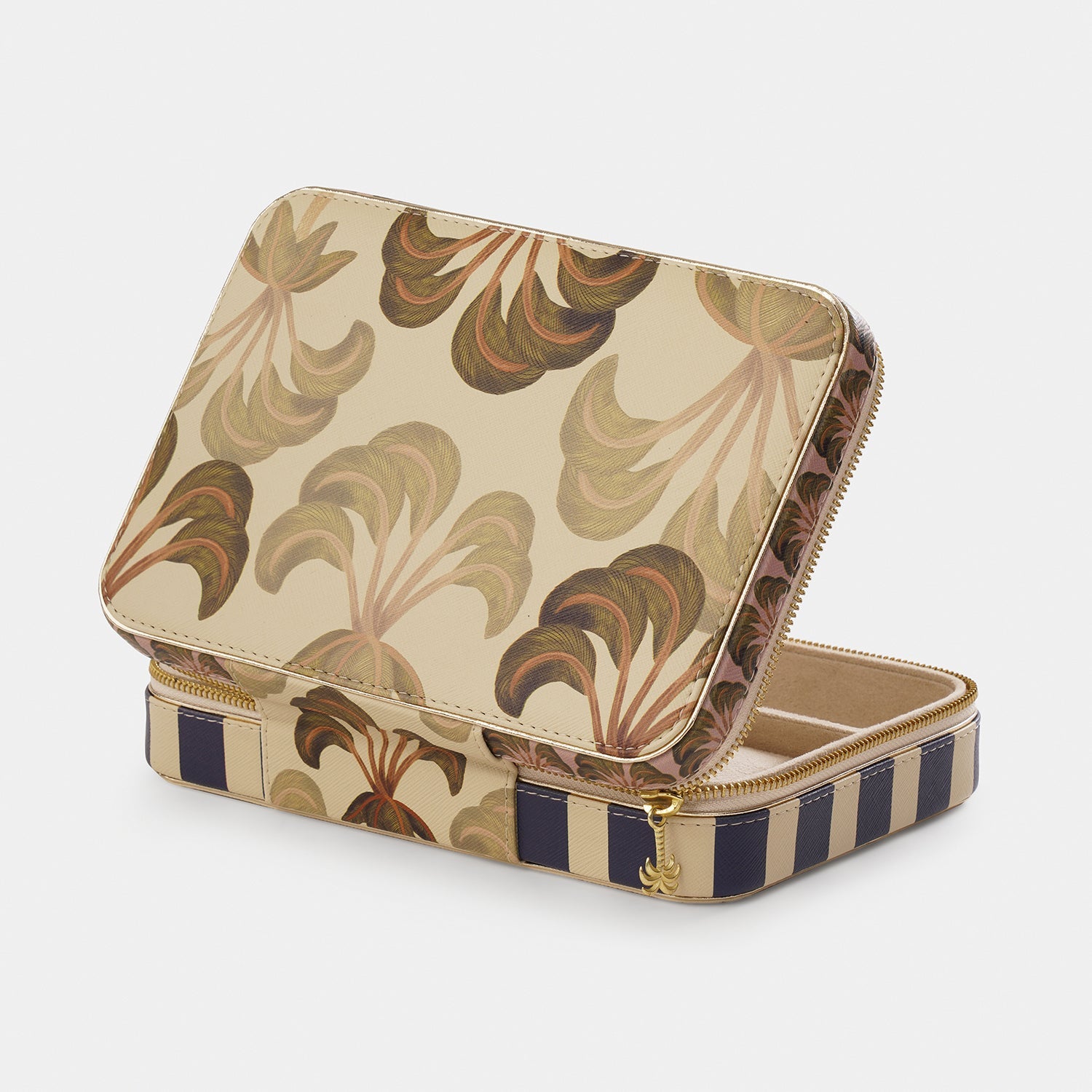 Blue Solene Rectangle Faux Leather Travel Jewellery Box
