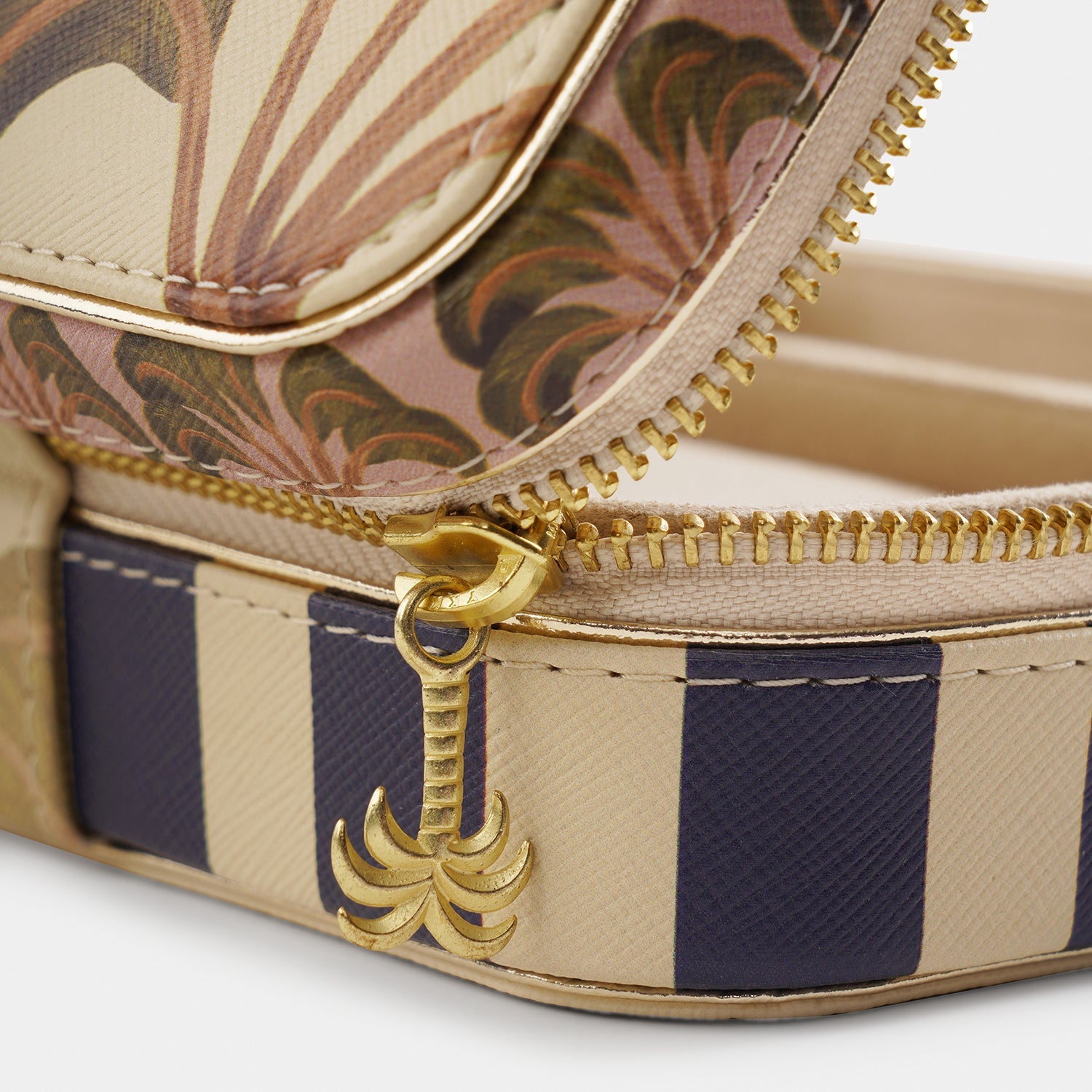 Blue Solene Rectangle Faux Leather Travel Jewellery Box