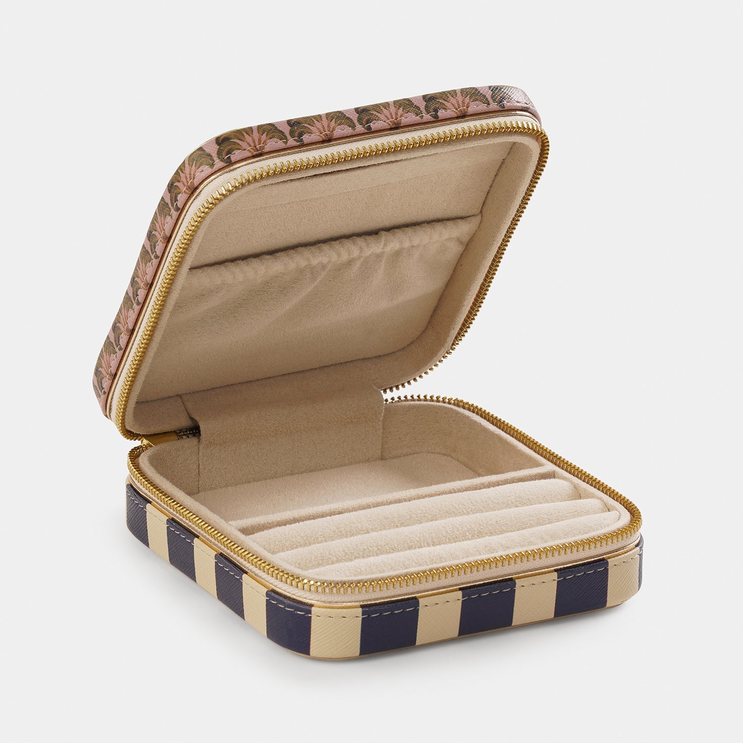 Blue Solene Square Faux Leather Travel Jewellery Box