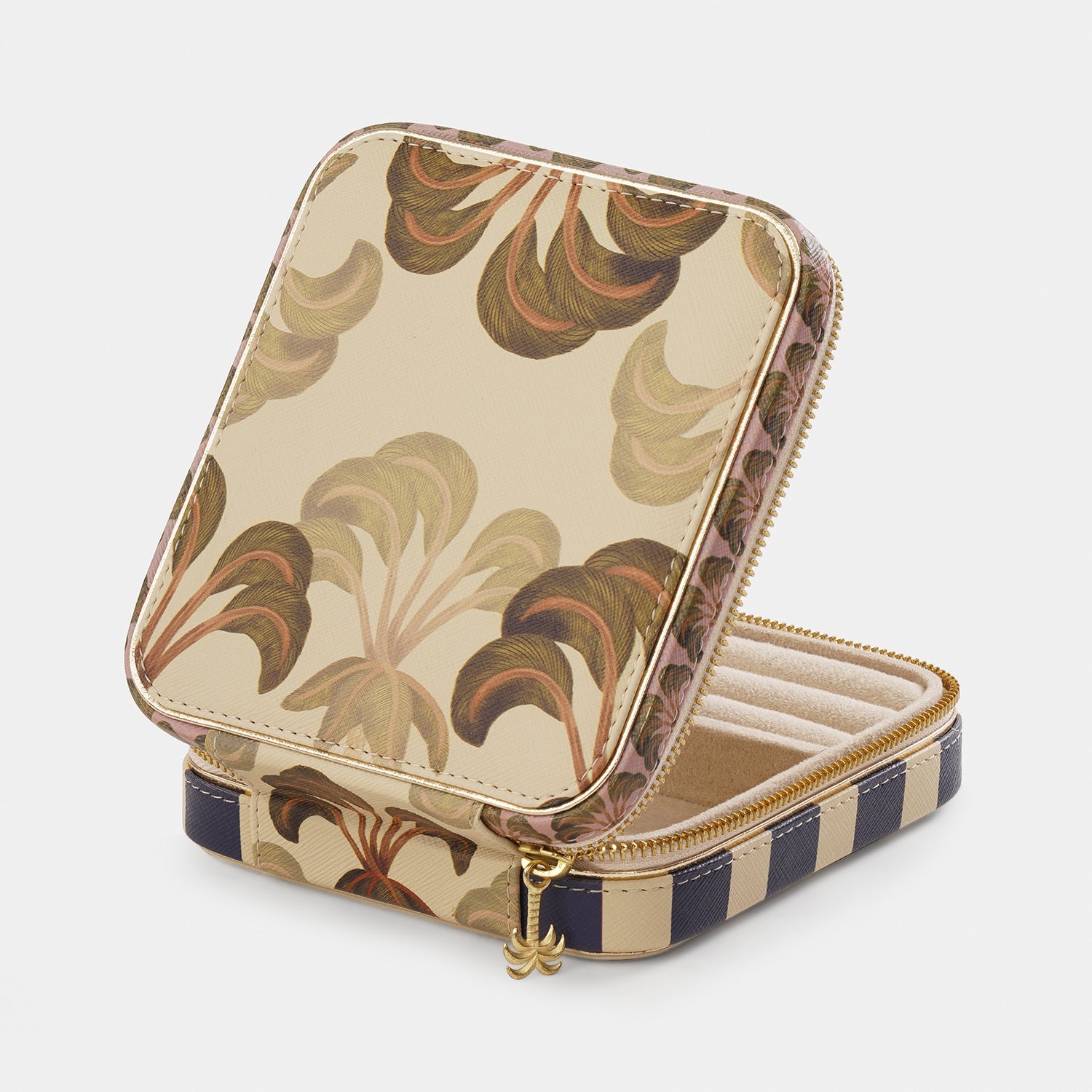 Blue Solene Square Faux Leather Travel Jewellery Box
