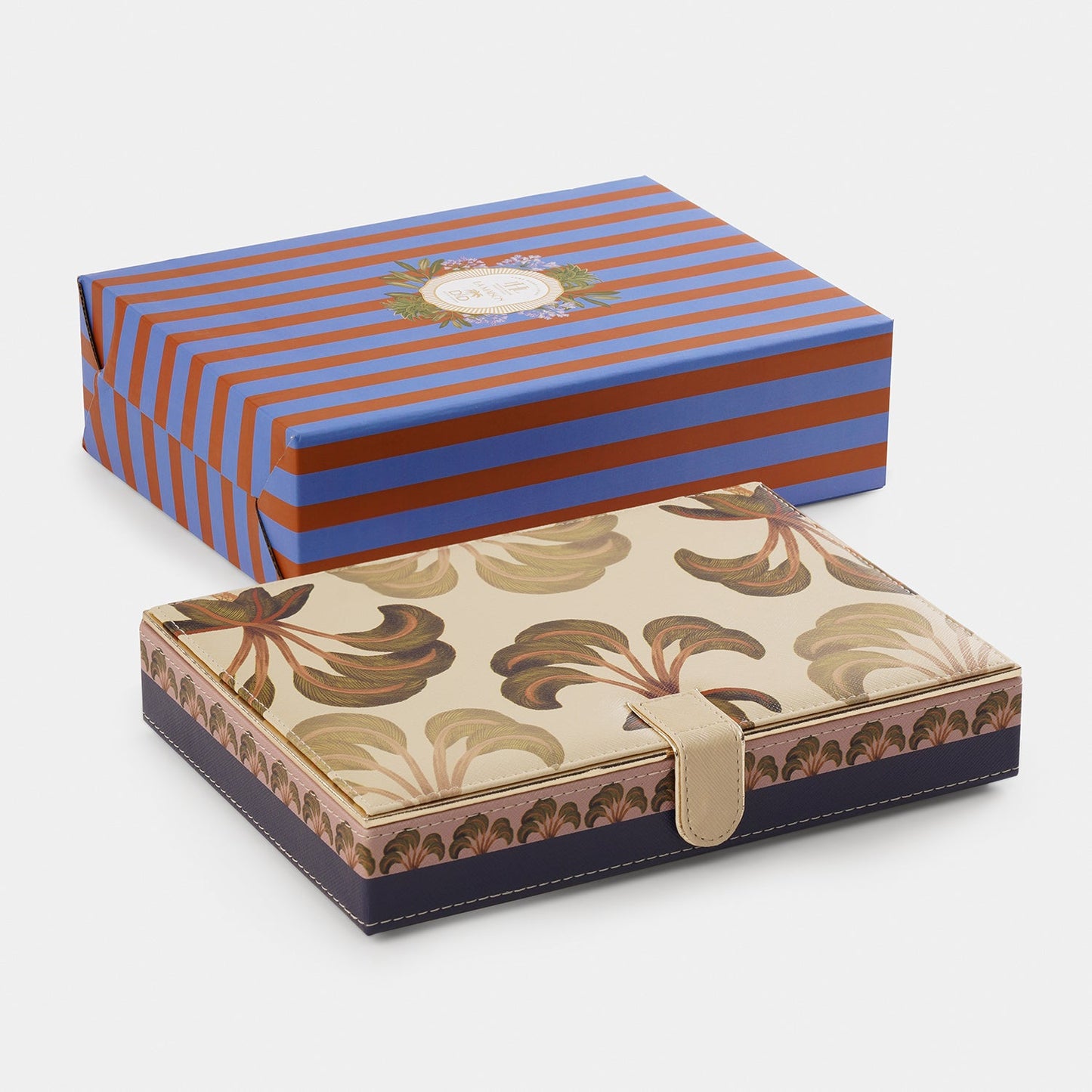 Blue Solene Square Faux Leather Jewellery Box
