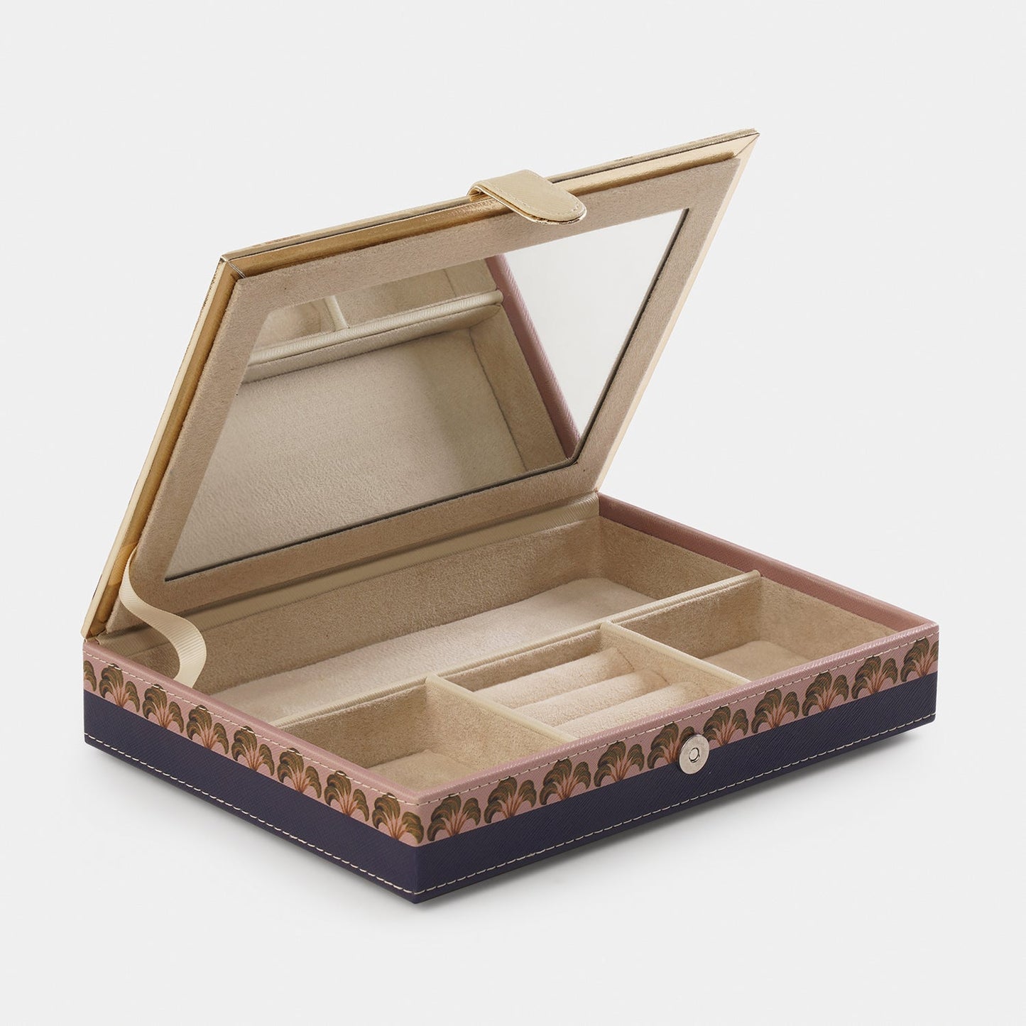 Blue Solene Square Faux Leather Jewellery Box