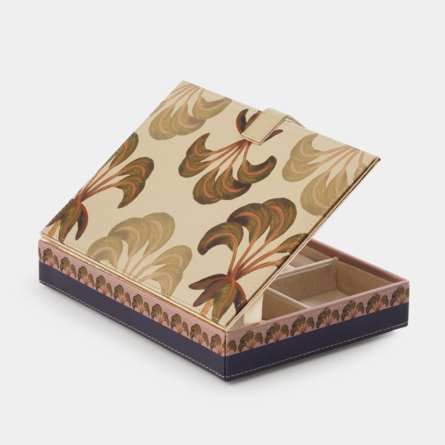Blue Solene Square Faux Leather Jewellery Box