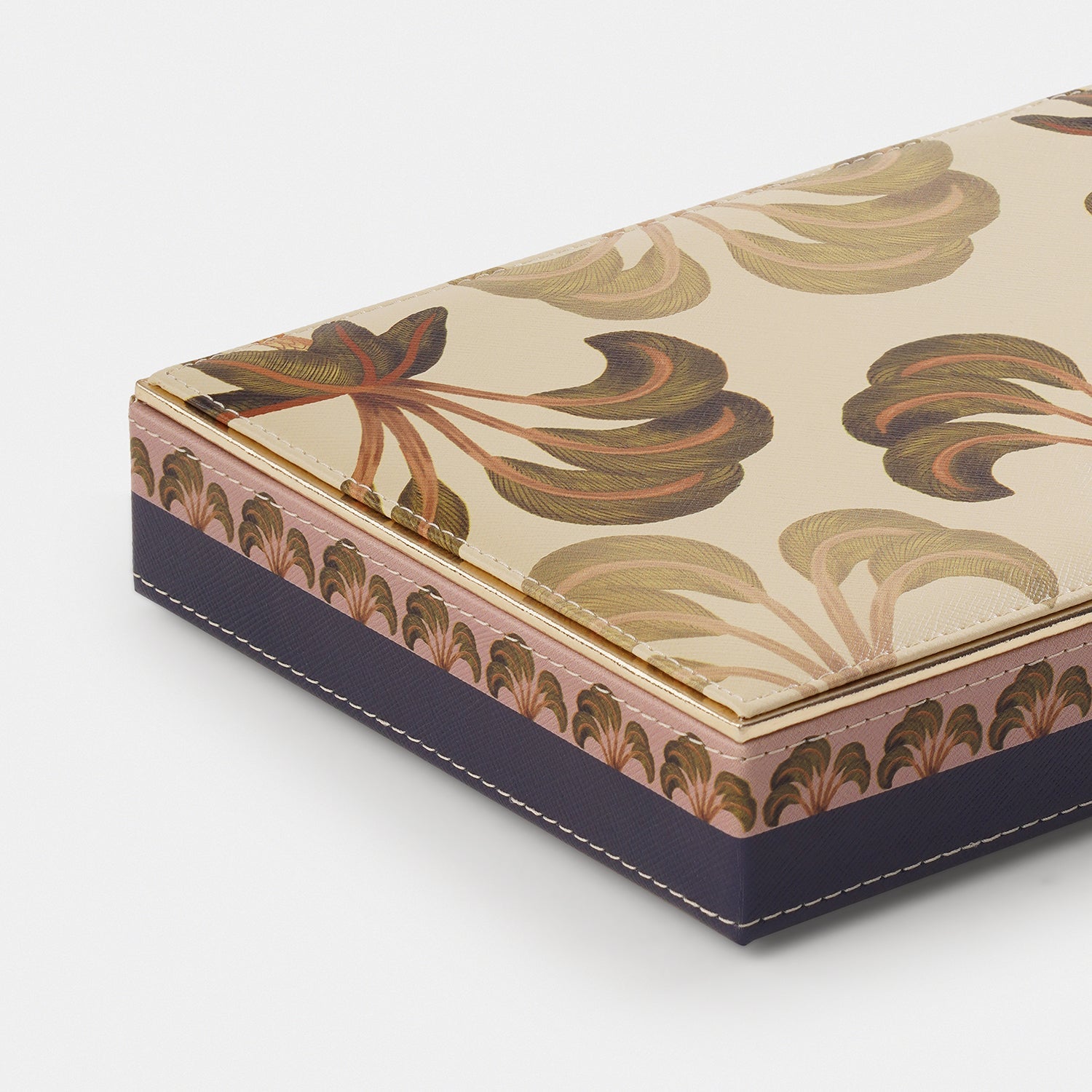Blue Solene Square Faux Leather Jewellery Box