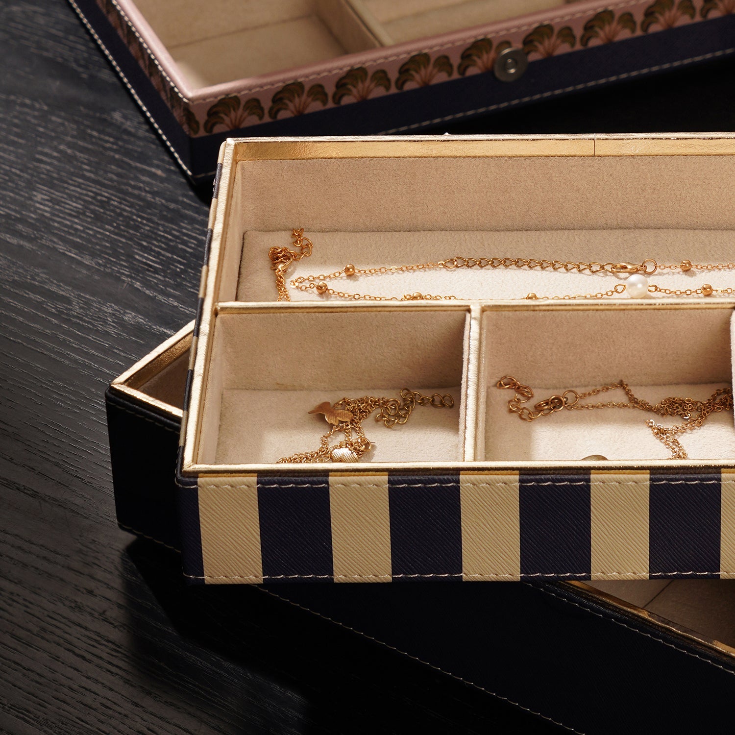 Blue Solene 4 Compartment Faux Leather Organiser