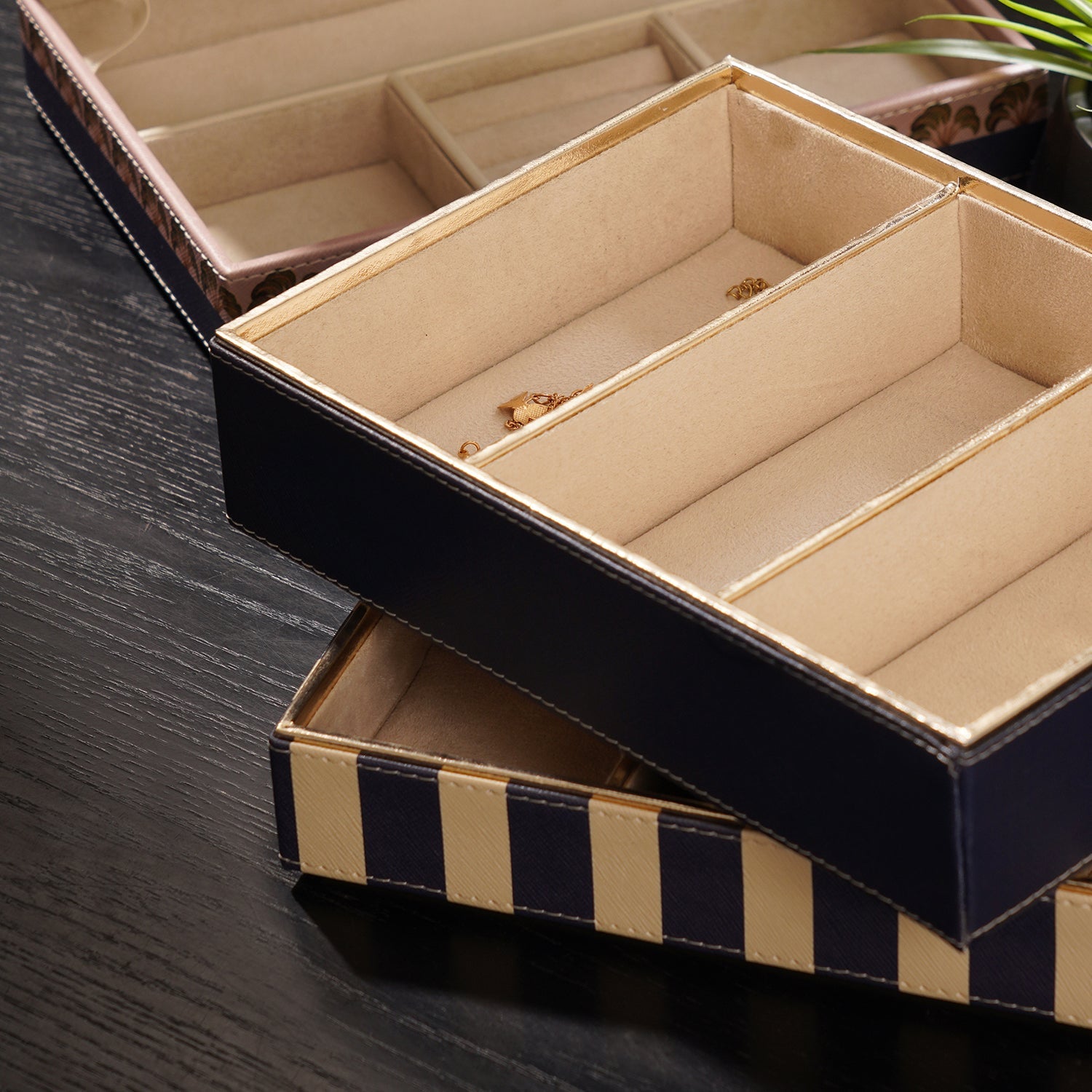 Blue Solene 3 Compartment Faux Leather Organiser