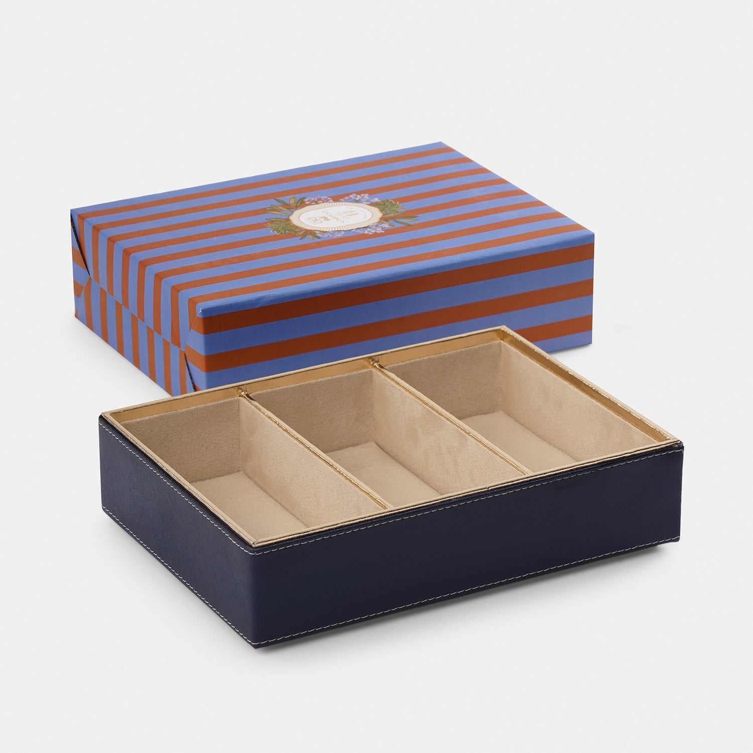 Blue Solene 3 Compartment Faux Leather Organiser