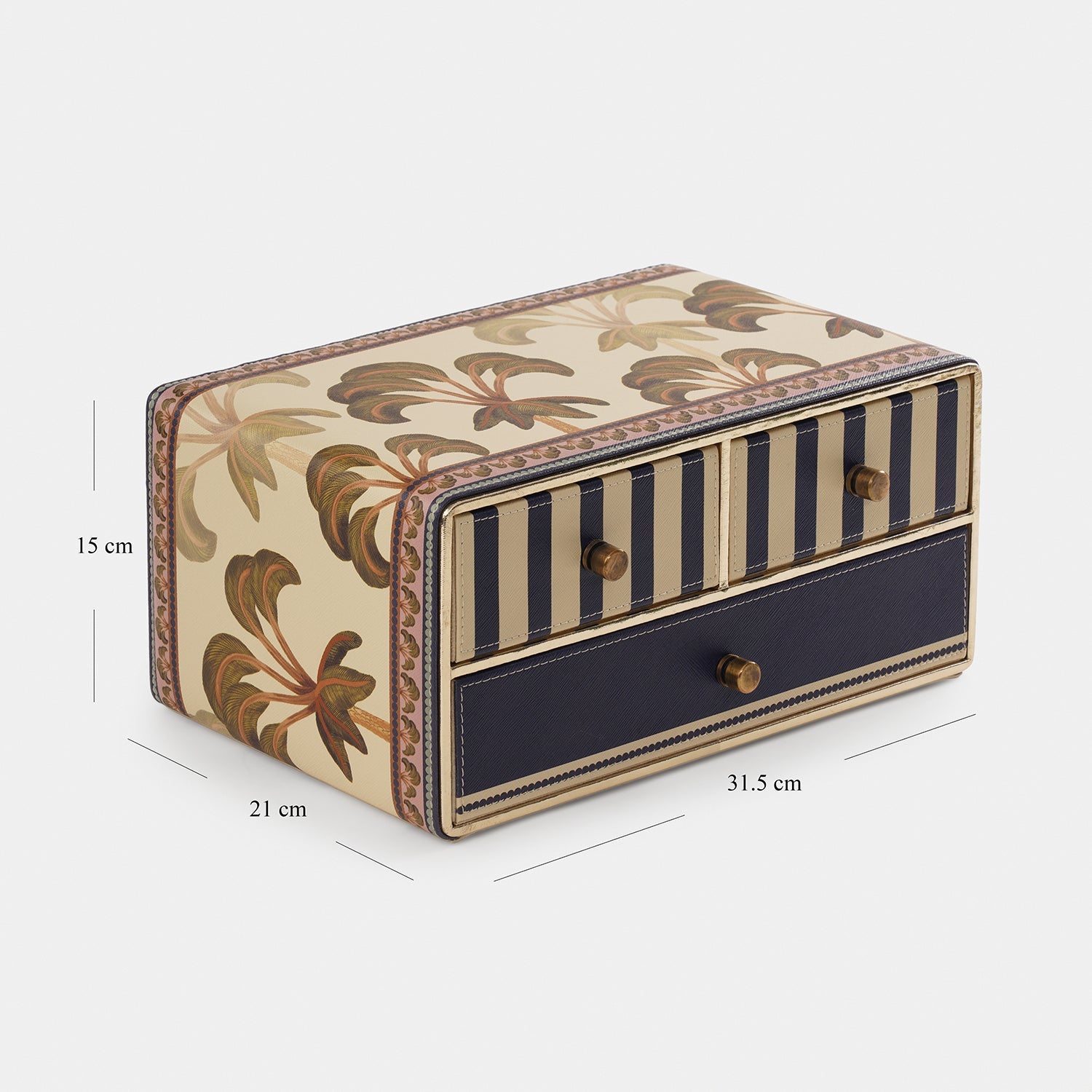 Blue Solene Faux Leather Desk Organiser with Drawer