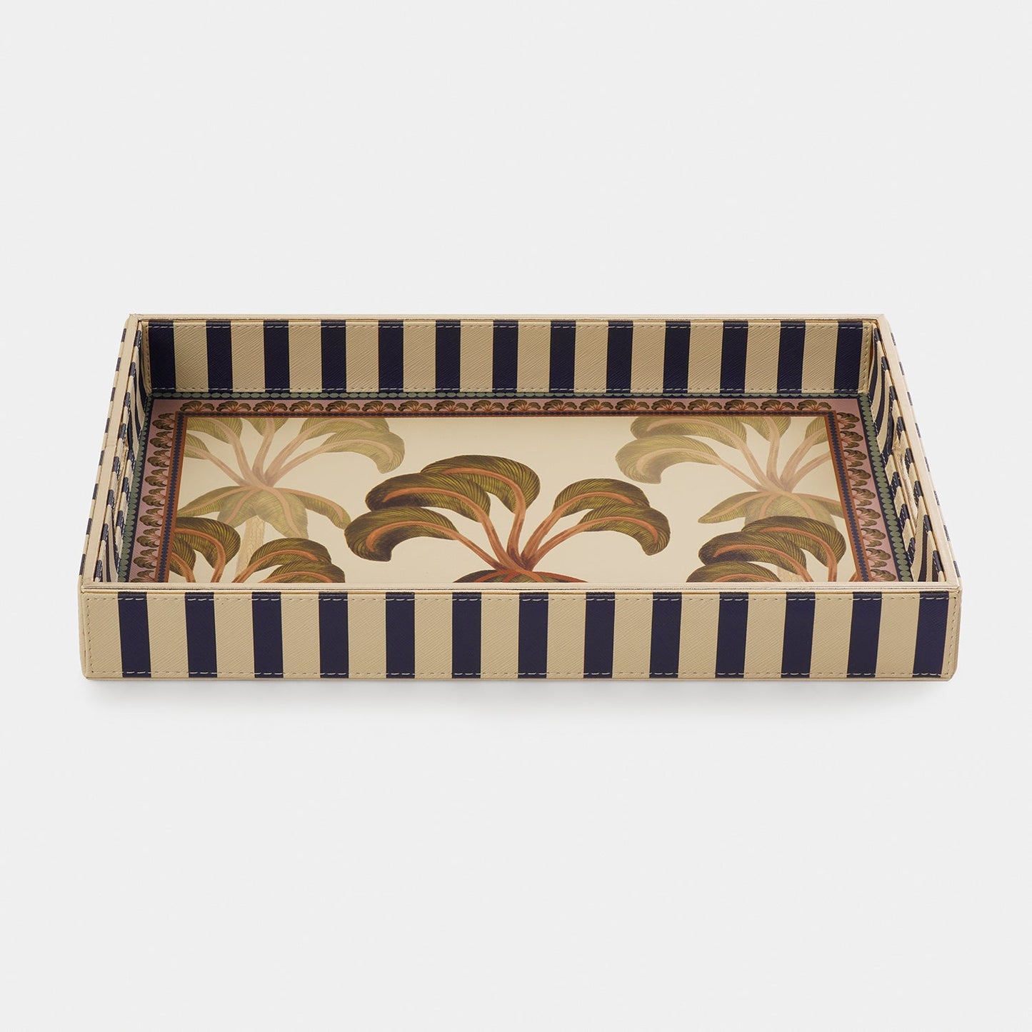 Blue Solene Faux Leather Rectangle Tray
