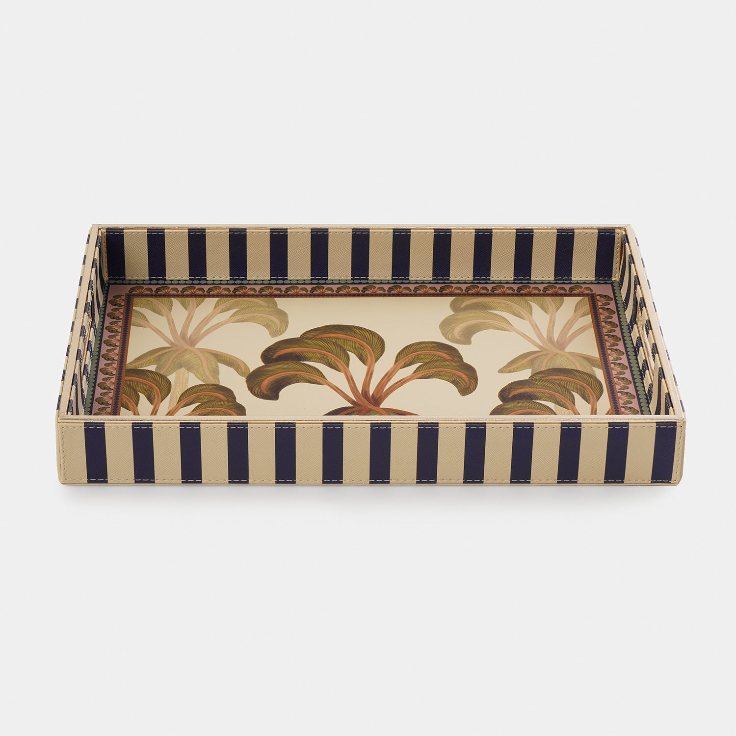 Blue Solene Faux Leather Rectangle Tray