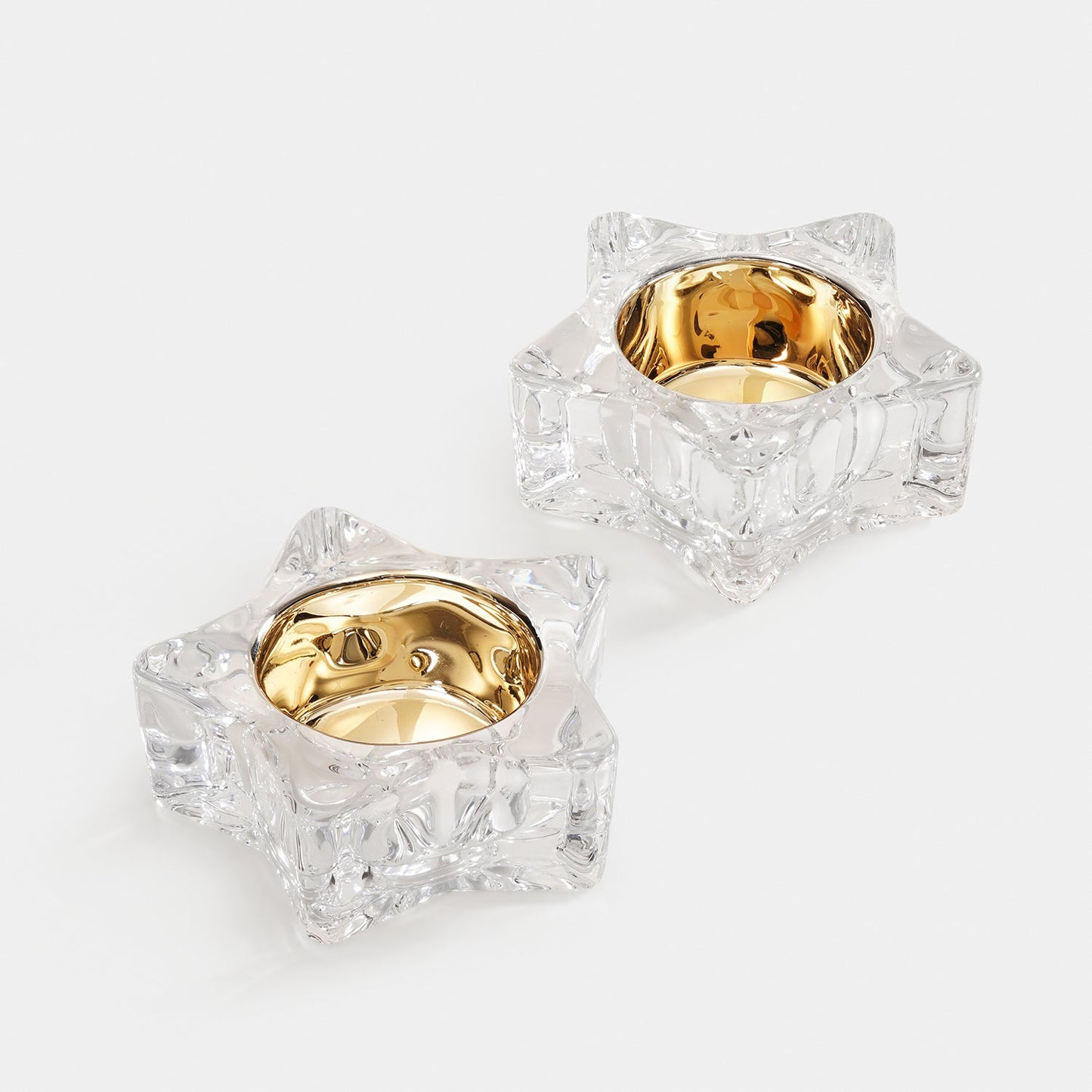 Set of 2 Clear Star Shaped Tealight Holders