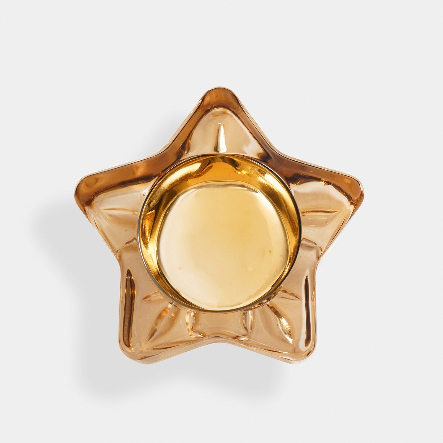 Set of 2 Amber Star Shaped Tealight Holders