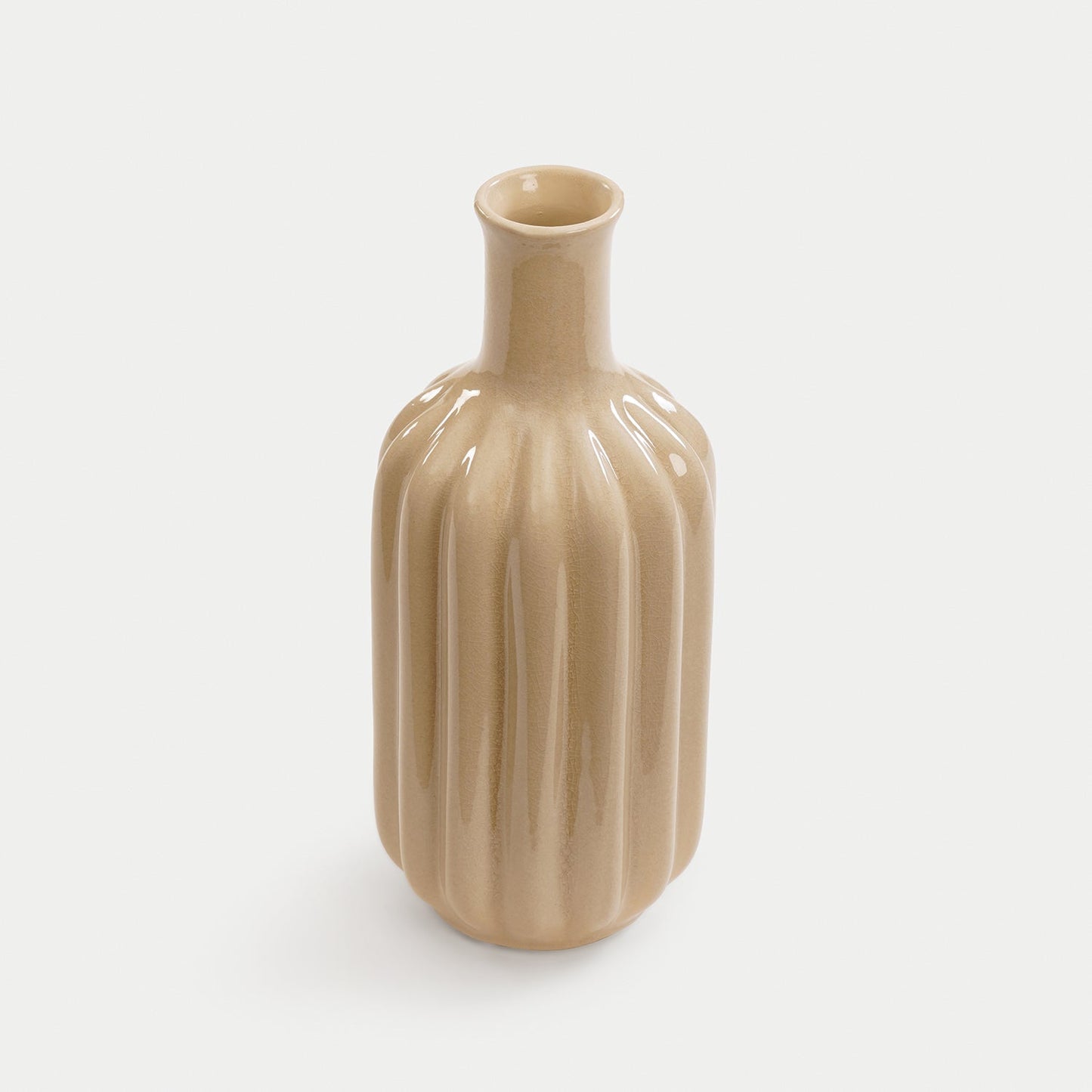 Beige Linear Ceramic Vase - Large