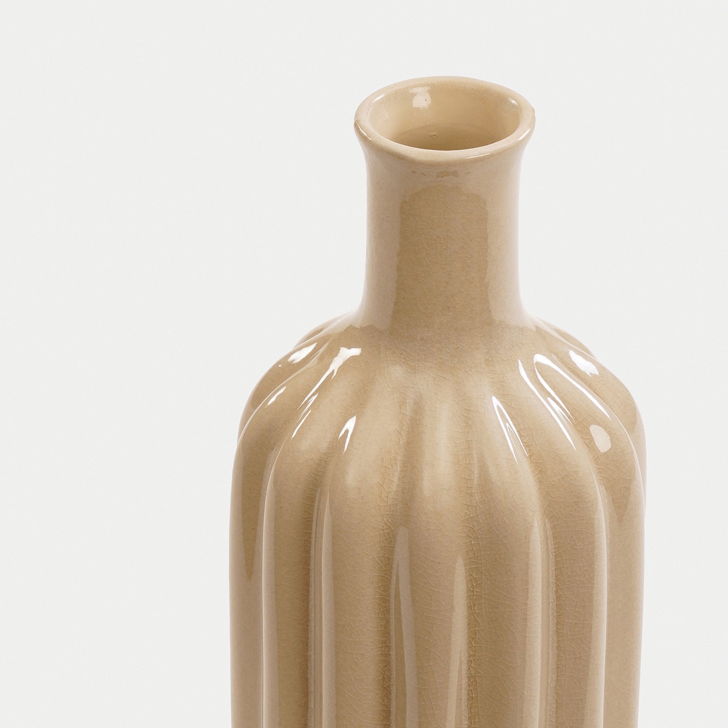 Beige Linear Ceramic Vase - Large