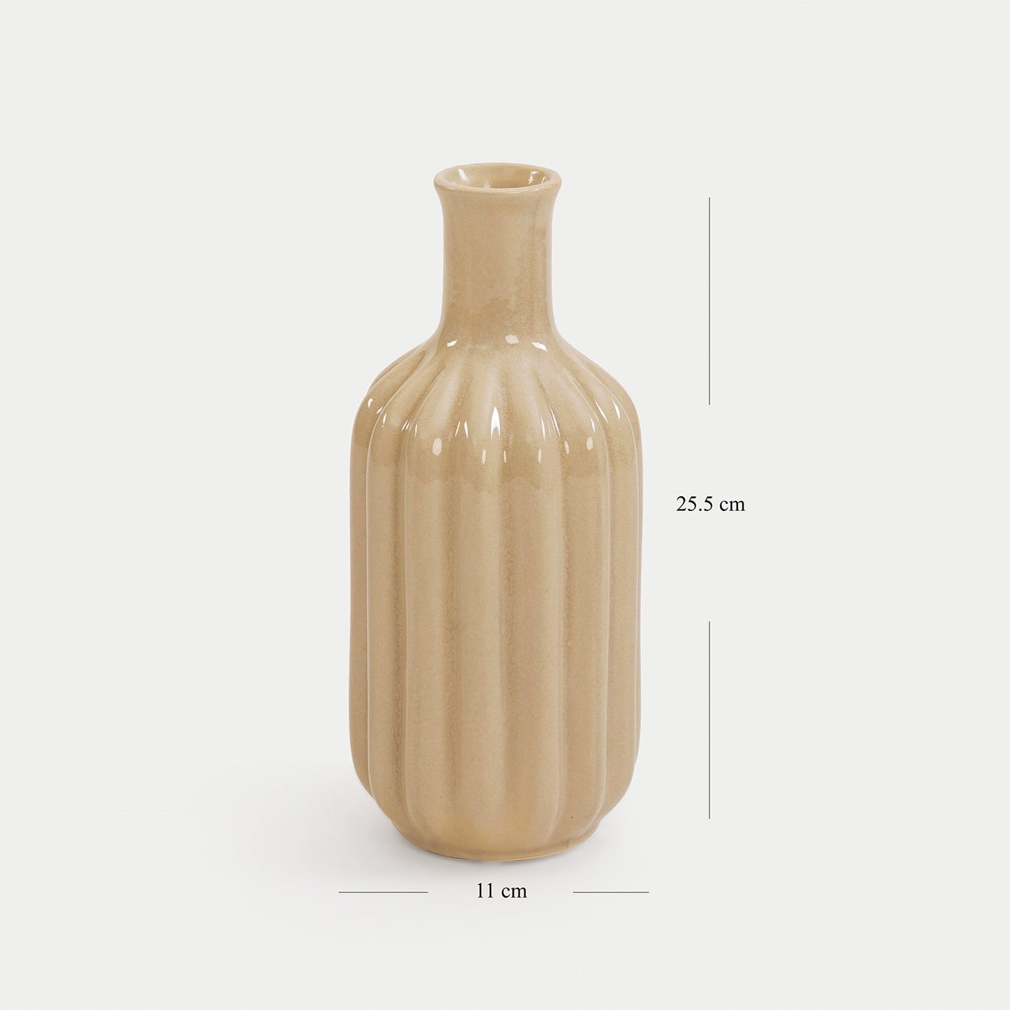 Beige Linear Ceramic Vase - Large