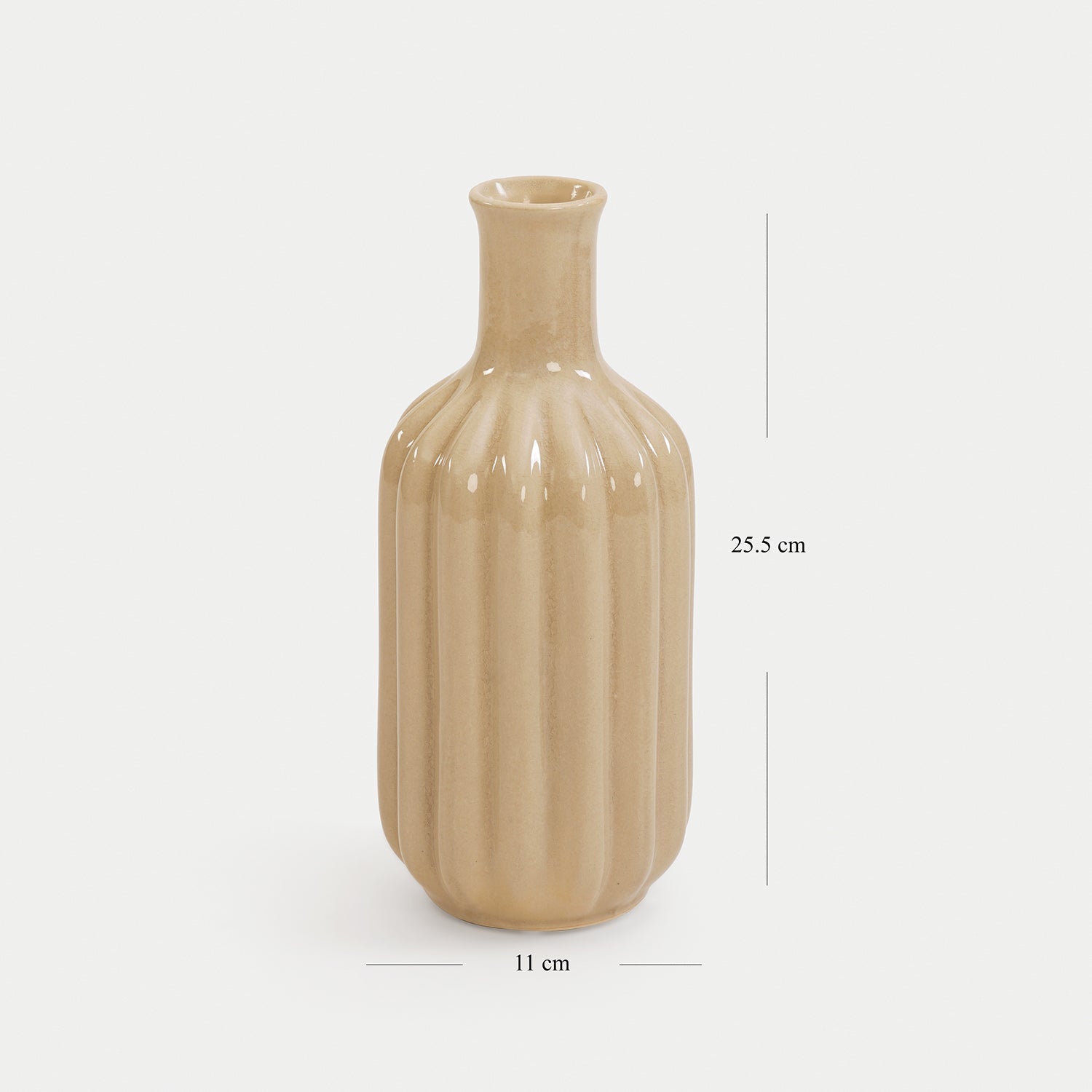 Beige Linear Ceramic Vase - Large