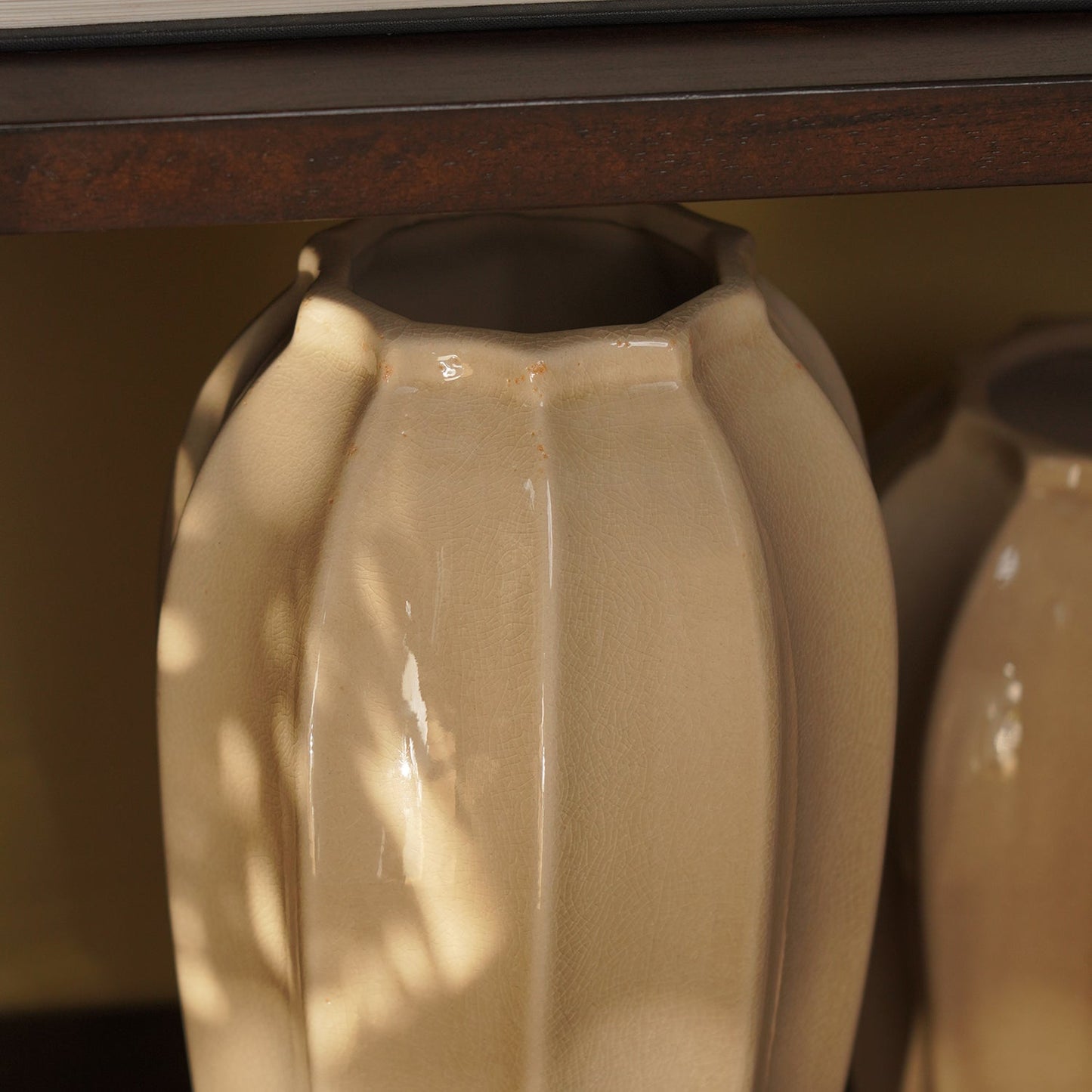 Beige Glossy Ceramic Vase - Large