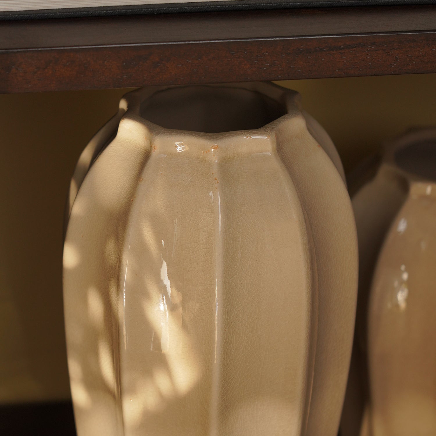 Beige Glossy Ceramic Vase - Large