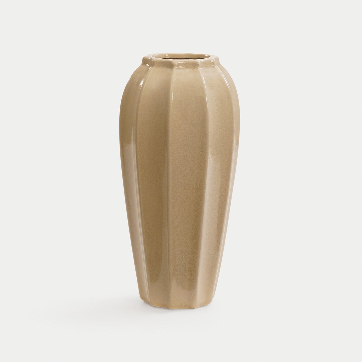 Beige Glossy Ceramic Vase - Large