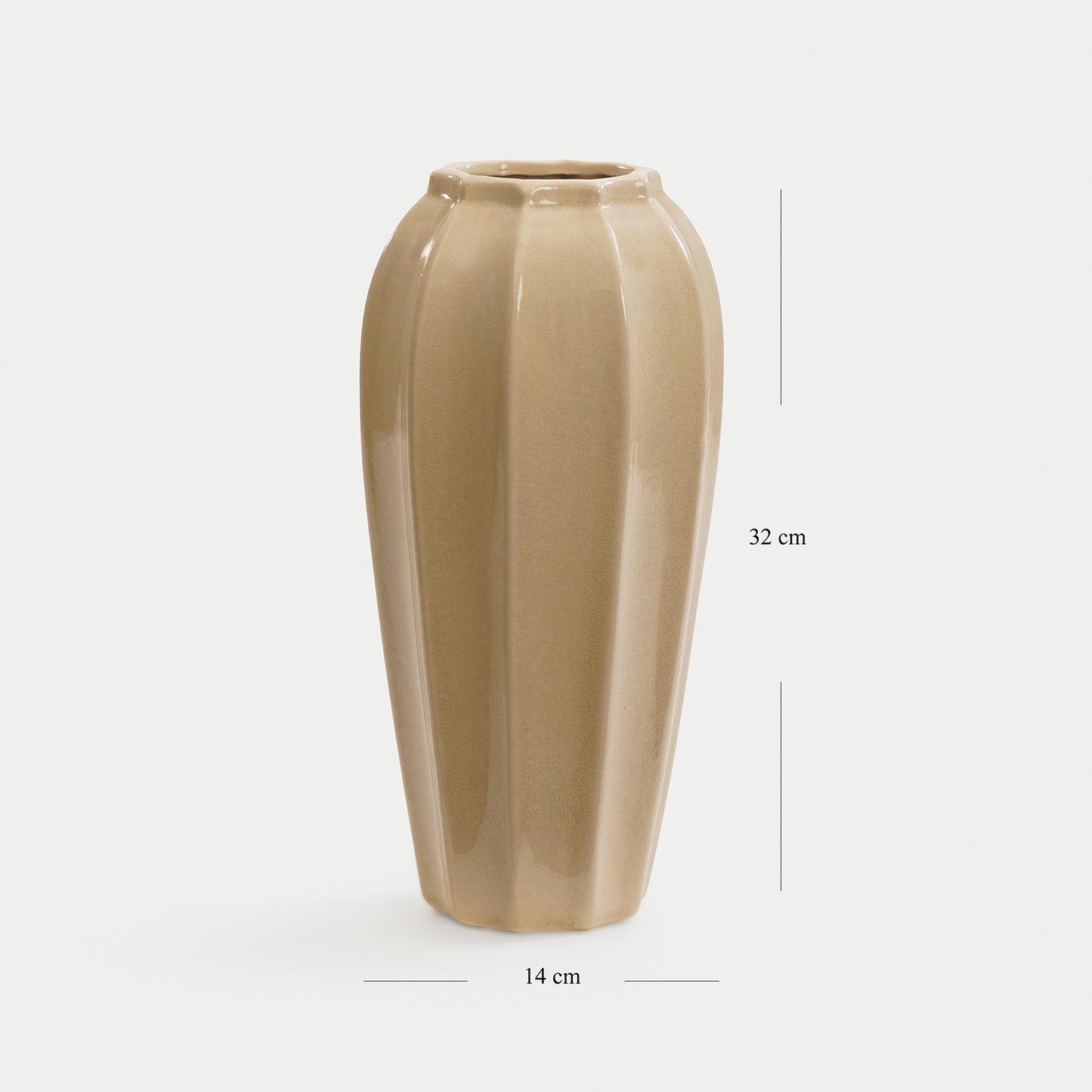 Beige Glossy Ceramic Vase - Large