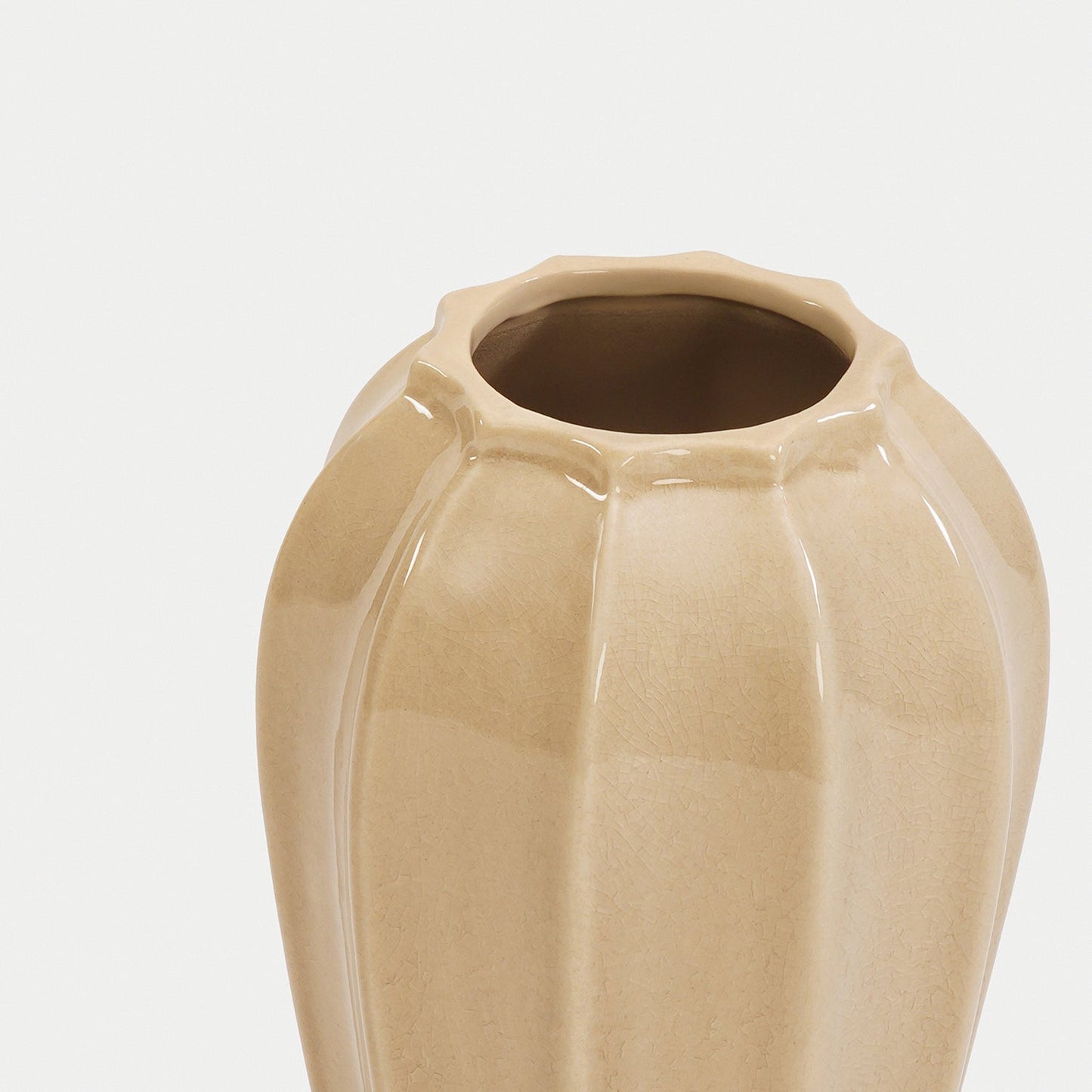 Beige Glossy Ceramic Vase - Small