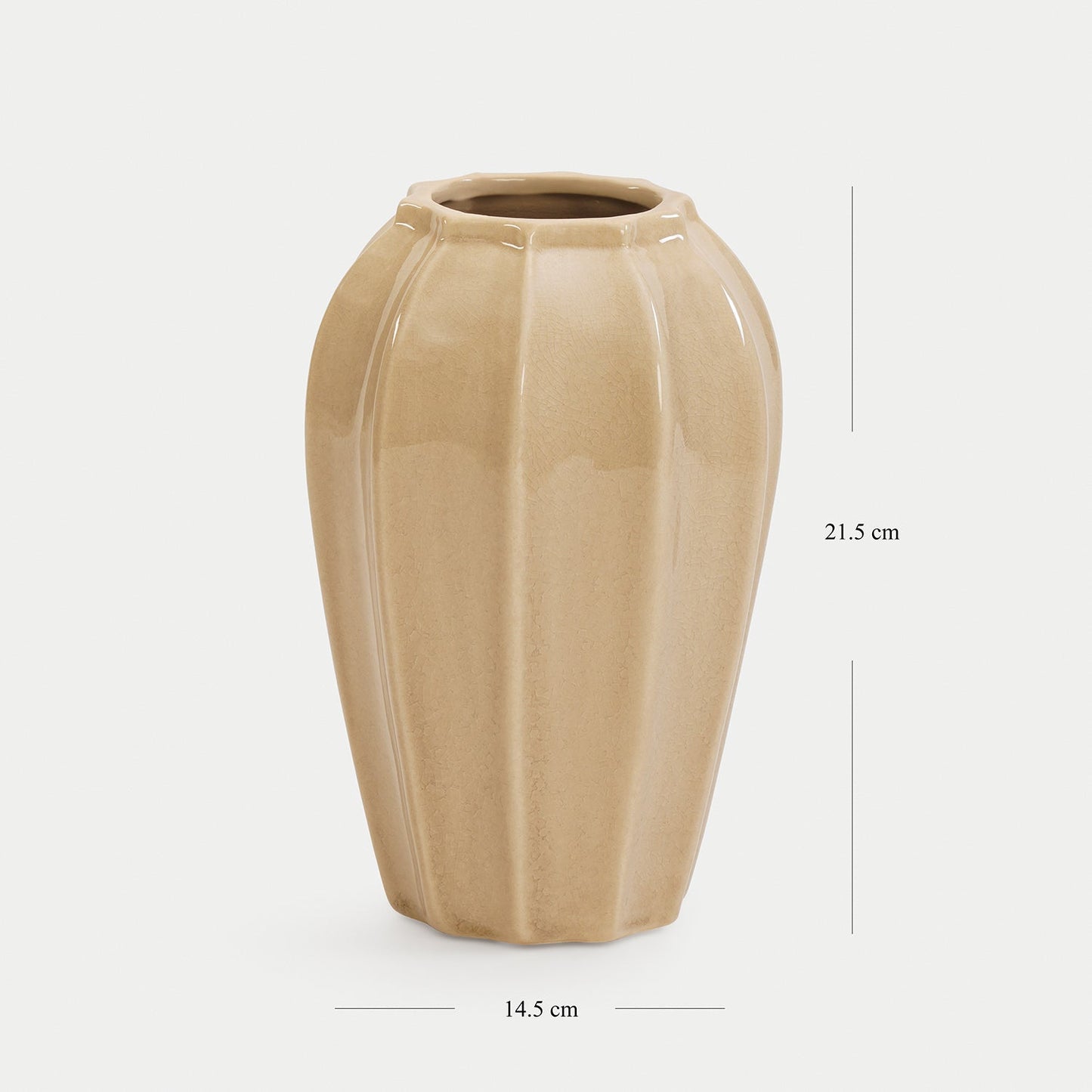 Beige Glossy Ceramic Vase - Small