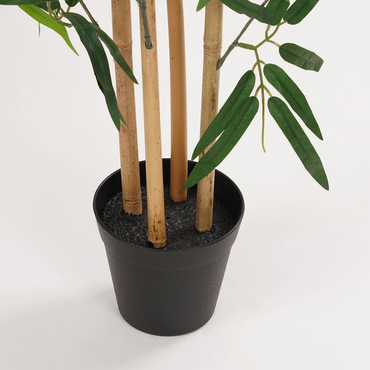 Green Faux Bamboo Potted Plant - Small